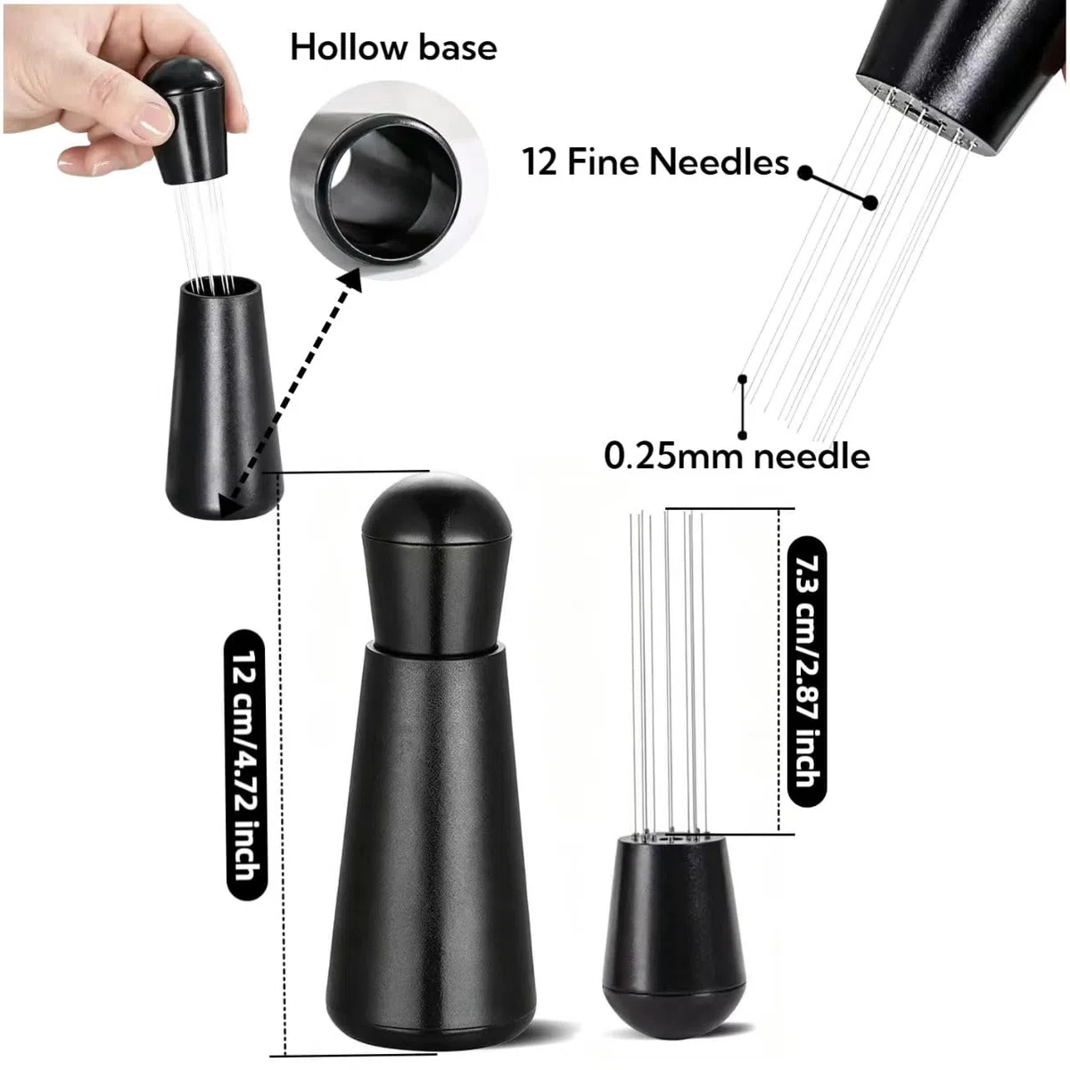 Juego de accesorios para portafiltro: herramienta WDT con 12 agujas finas, anillo dosificador magnético y pantalla de disco de acero inoxidable 304 - herramienta para café expreso para barista (58mm)