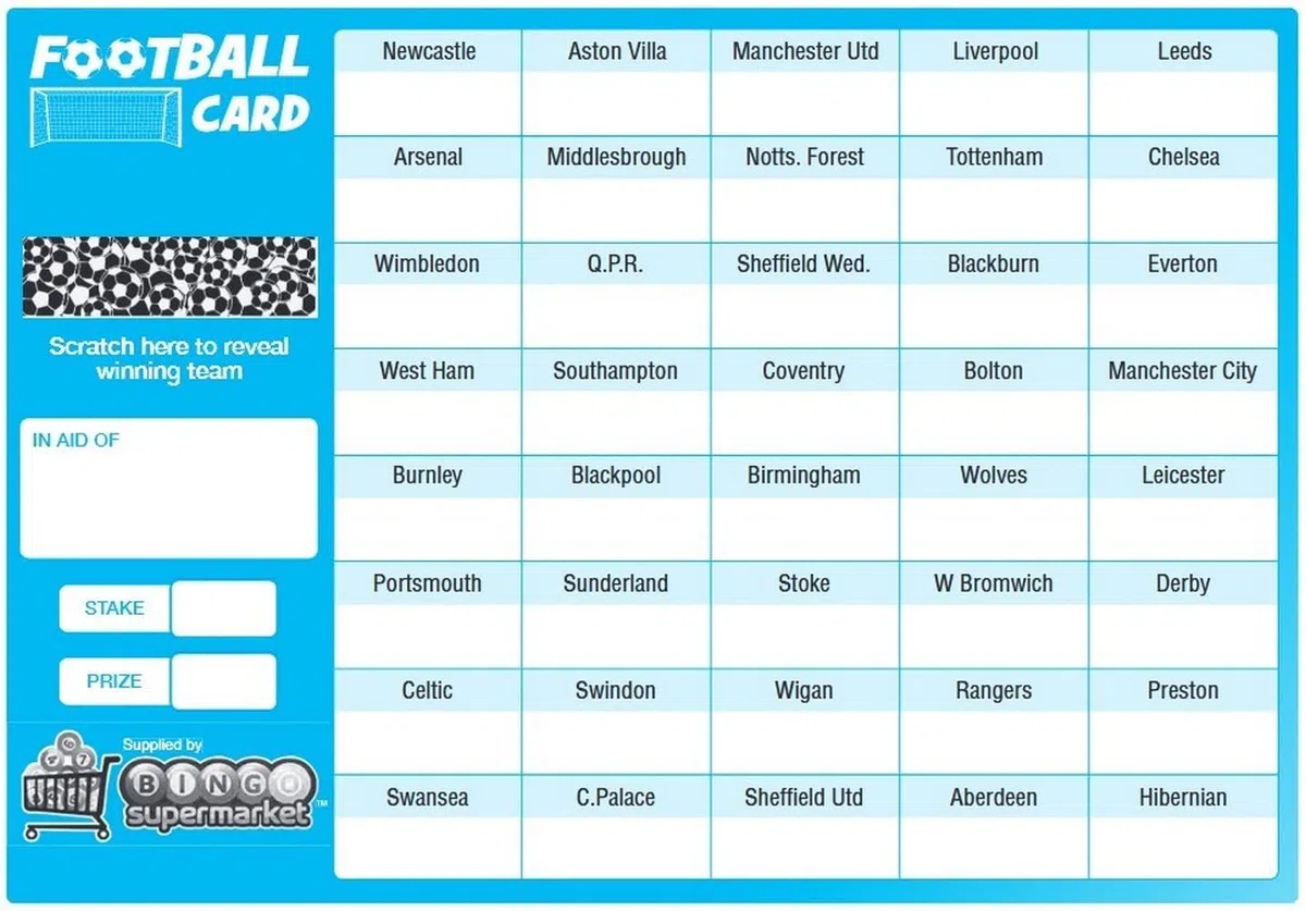 Tarjetas de rascar para recaudación de fondos de fútbol (40 equipos) A5