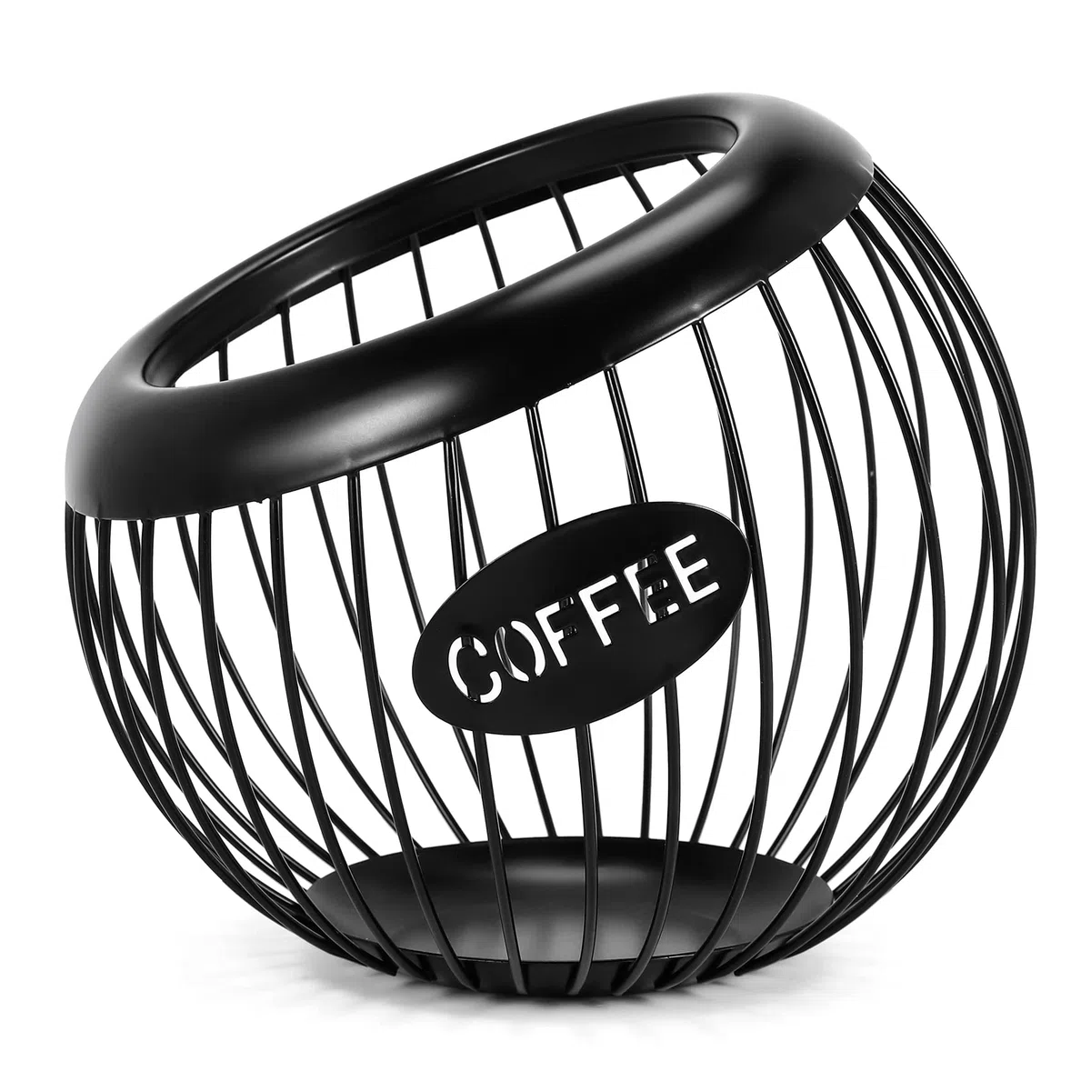 Soporte de estante de café, organizador de tazas y espresso de gran capacidad, cesta de almacenamiento de metal para cápsulas