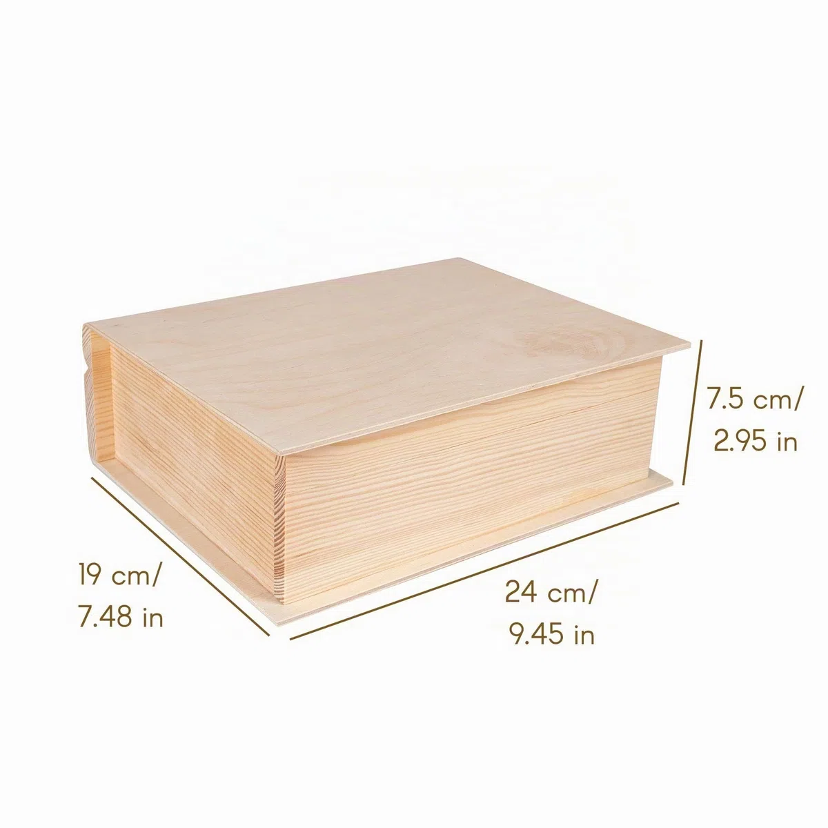 Creative DECO Grande Caja Libro Madera para Decorar | 24 x 19 x 7,5 cm | con Tapa | Decoracion Almacenaje Herramientas Pascua Decoupage | Perfecta para Documentos Objetos de Valor Juguetes