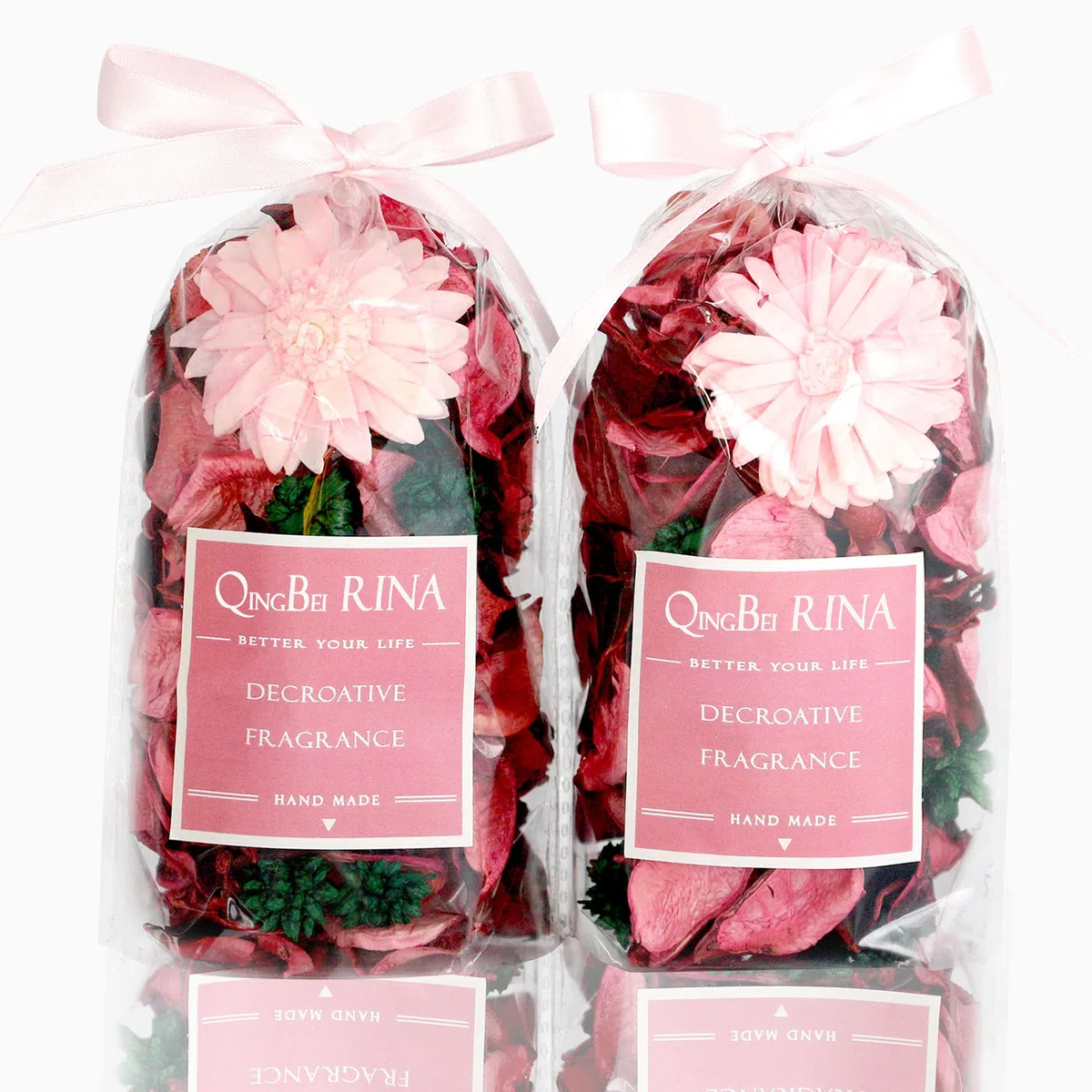 Qingbei Rina Popurrí de primavera aroma, decoración de popurrí de rosas, popurrí de flores de flores D'ekorative florero, bolsitas de frangrance para el hogar, 90 g
