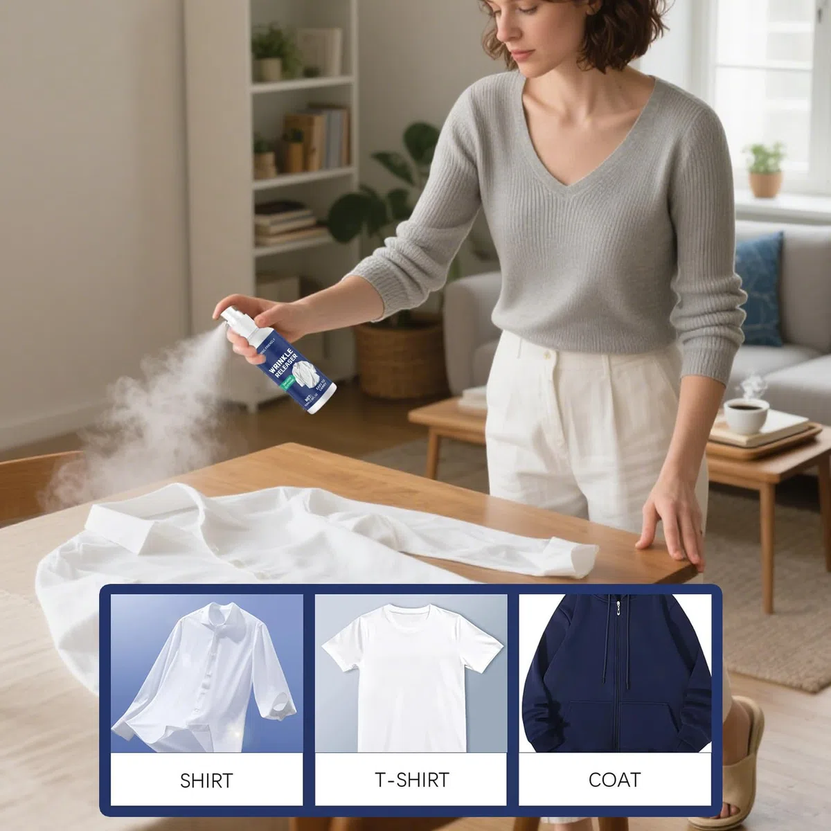 Spray para Planchar Ropa - Spray Refrescante para Ropa 100ml - Eliminador De Olores con Fragancia Ligera Ayuda para Planchado para Viajes Hogar Playas Vacaciones