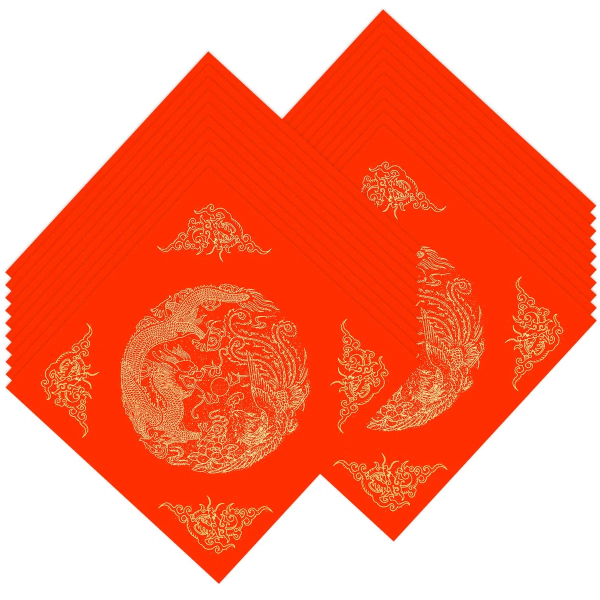 20 Piezas de Papel Rojo Chino, Papel Xuan Rojo Papel Rojo de Caligrafía China Papel de Arroz Rojo Cuadrado Papel de Copla Chino para Decoración de Año Nuevo Chino