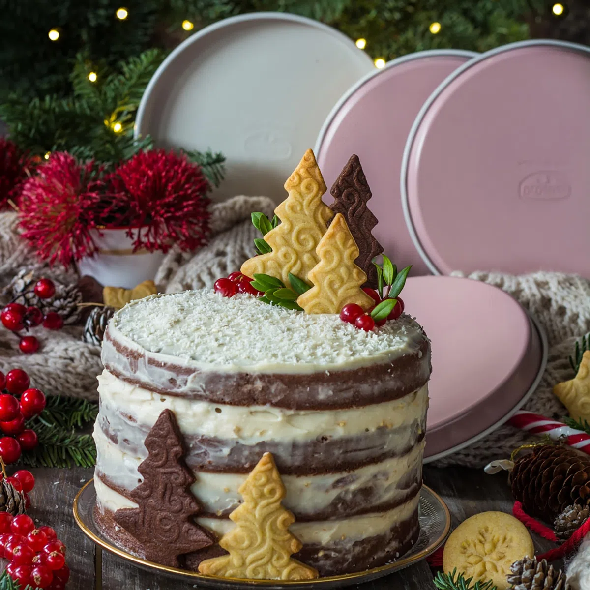 Dr. Oetker Molde Layer Cake, Diseño Retro, Molde Redondo para Tartas con Revestimiento Antiadherente Especial con Refuerzo Cerámico, Color Rosa / Crema, 17x3 cm, 4 uds.