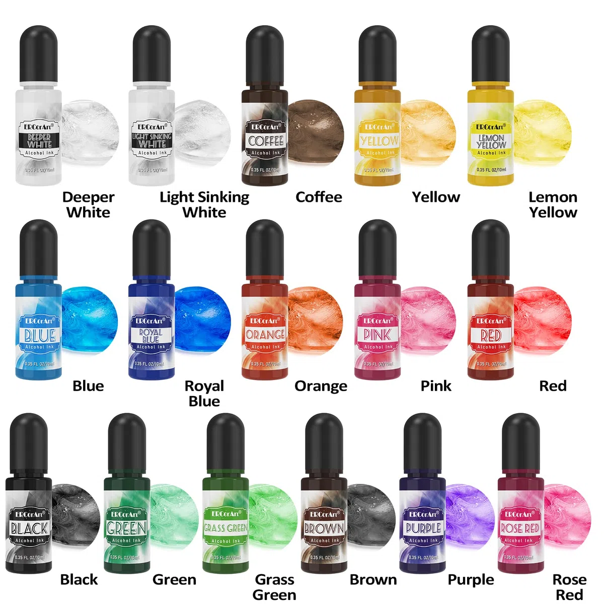 Alcohol Ink Set - 26 Colores Vibrantes y Concentrados, Tinta de Alcohol para Resina Epoxi, Pintura ArtíStica, FabricacióN de Placas Petri de Resina, FabricacióN de Vasos - 10 ml/Botella