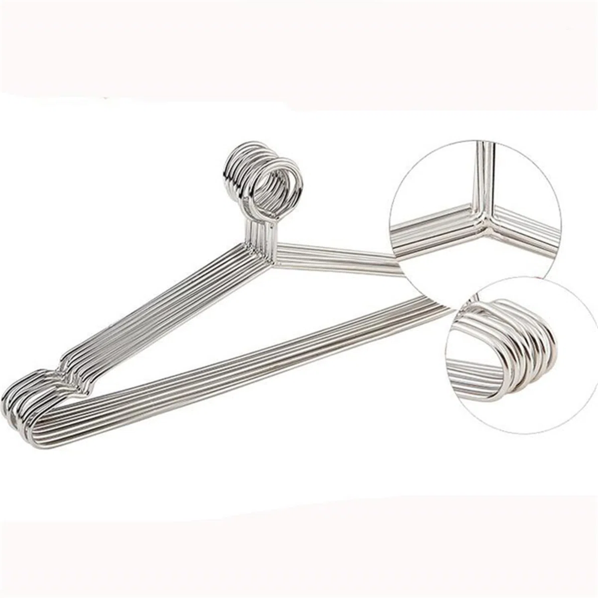 10 perchas de seguridad de acero inoxidable para ropa, de metal, antirrobo, para trajes, estilo hotel, con cierre de anillo cerrado