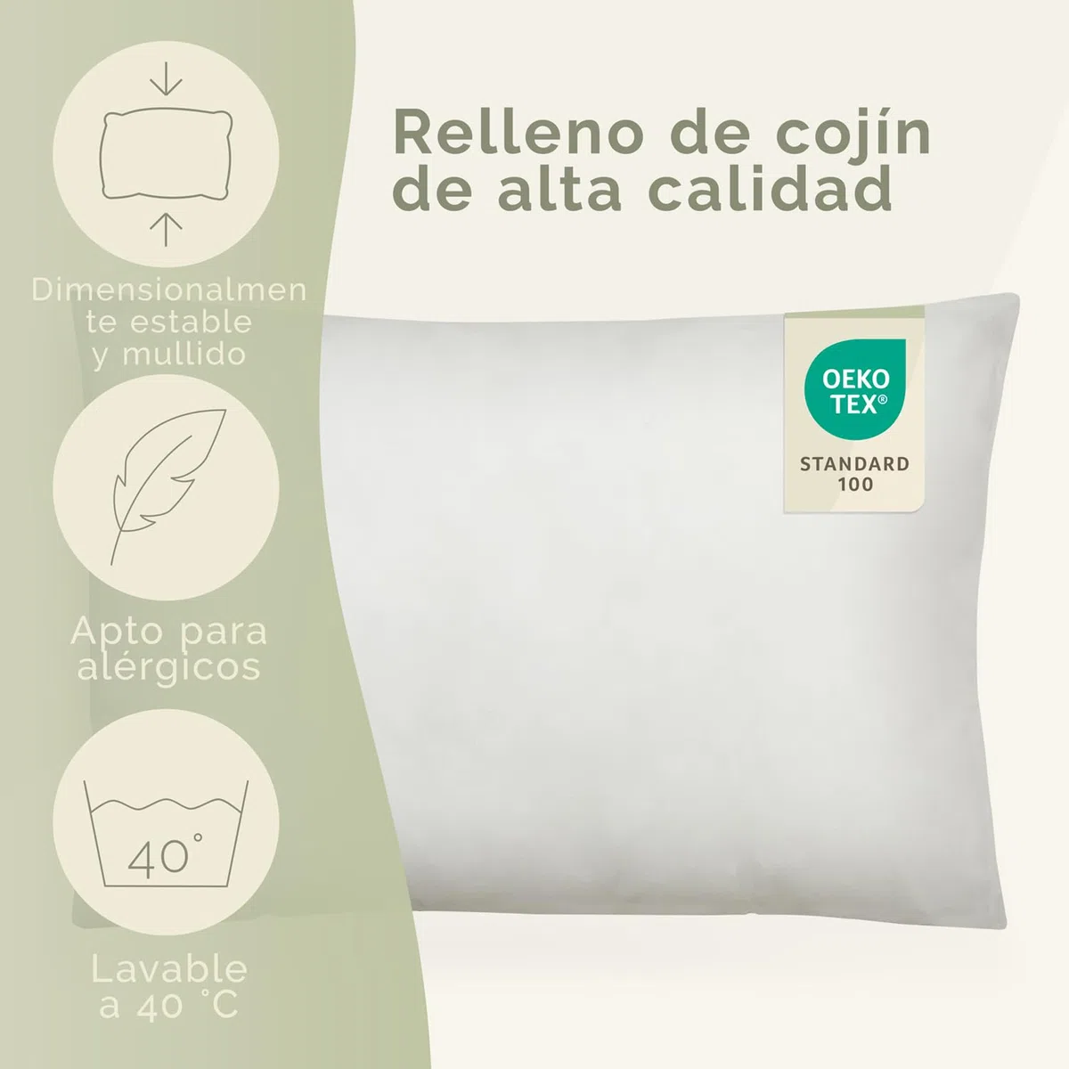 Blumtal Relleno para cojín con certificado Oeko-Tex, 40 x 50 cm, 2 cojines interiores de poliéster