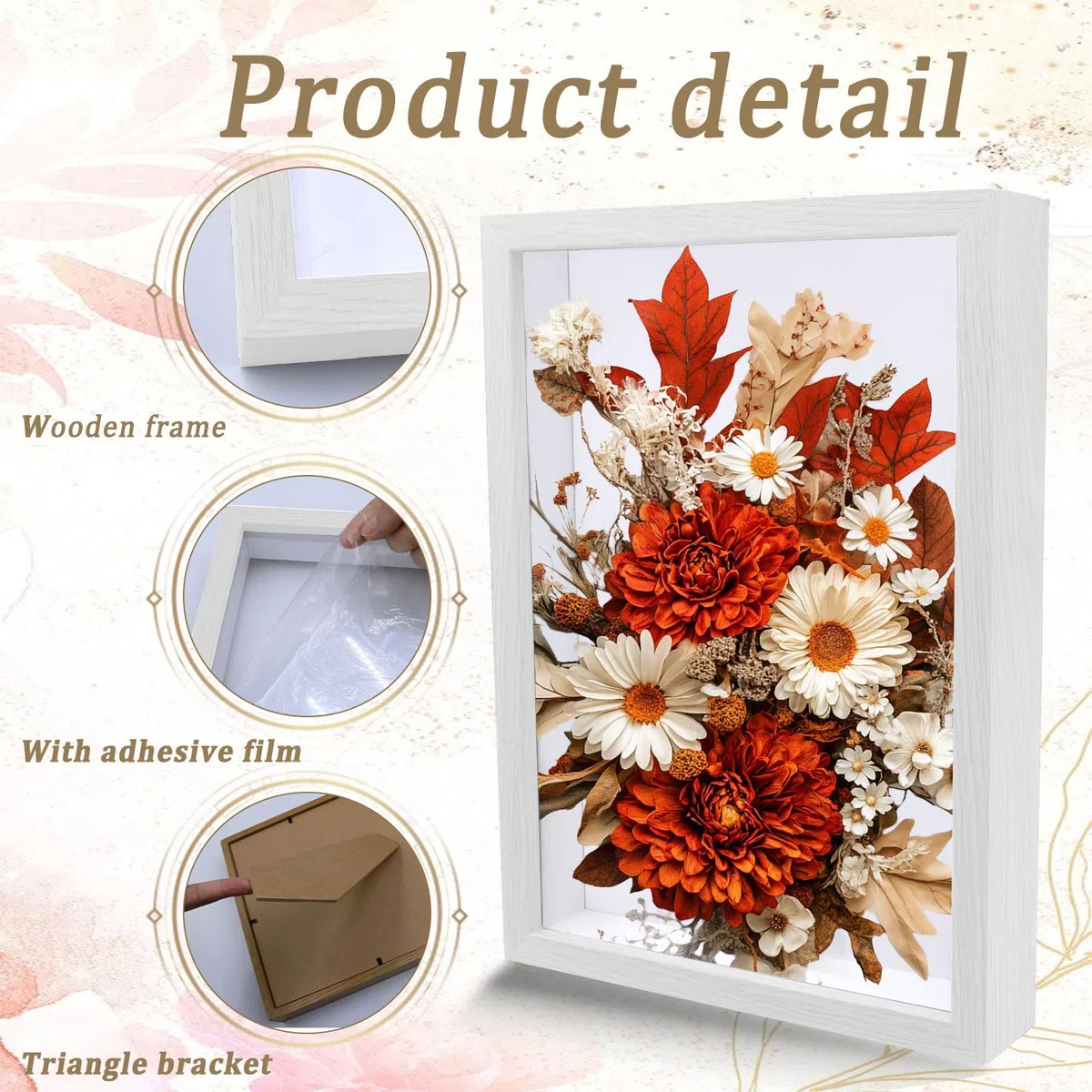 Marcos con Profundidad Madera Marco para Flores Secas 3D A4 Marco de Objeto Rellenable para Ramos de Novia, Recuerdos, Decoraciones Diy (Blanco)