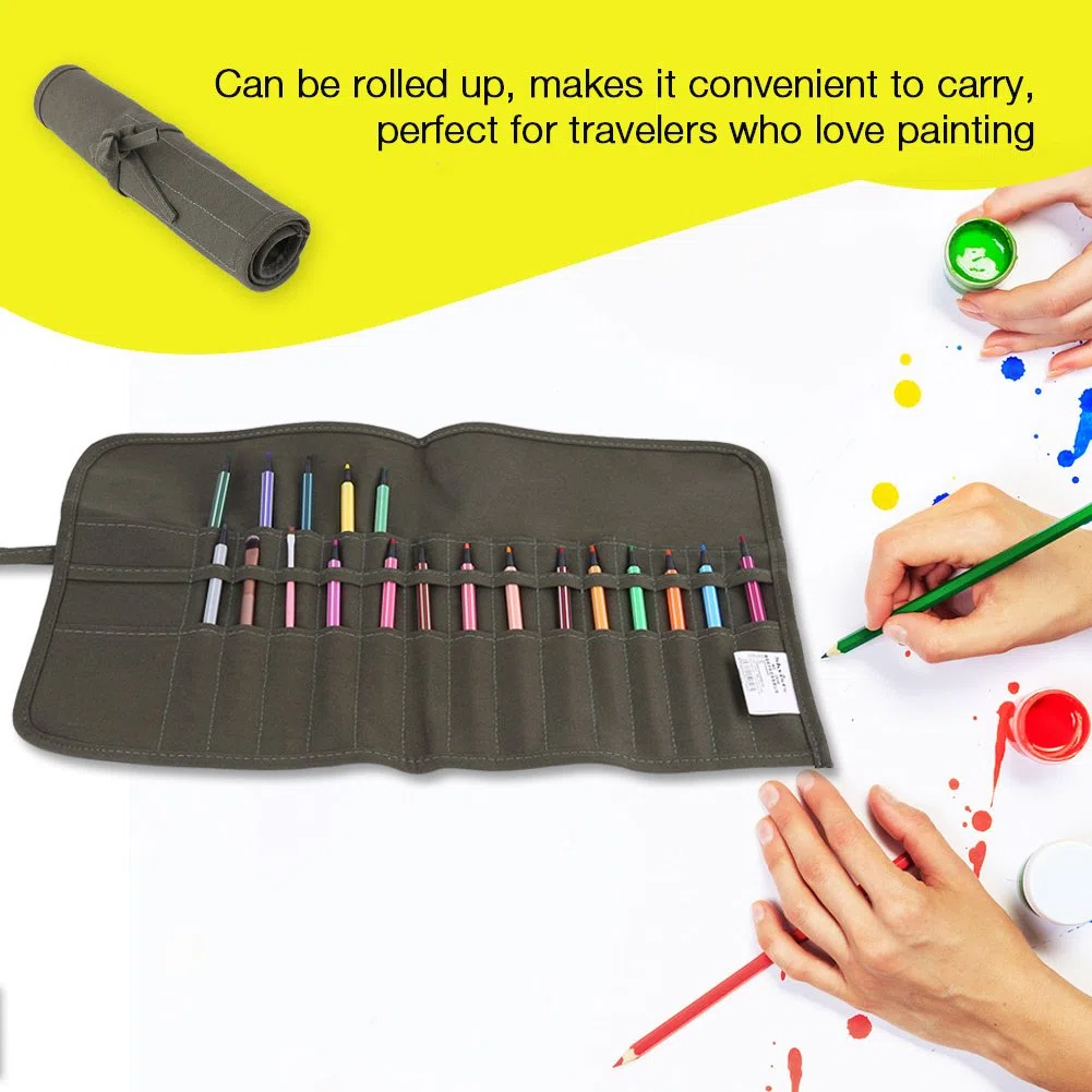 Akozon Acuarela Pincel funda mayor 30 agujeros Roll Up lienzo Pincel Lápiz tirar funda Acuarela aceite pincel Caso para artistas