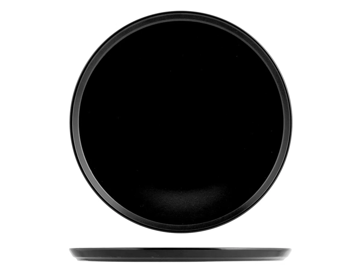 H&H 6637833 Plato pizza Stoneware, negro, 33 cm