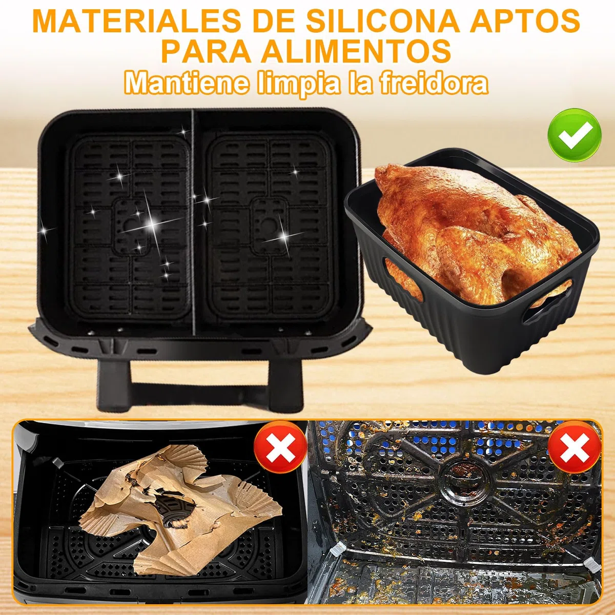 3 Piezas Molde Silicona Freidora de Aire sólo para Cecotec 9 L Cecofry Dual 9000 Air Fryer, Accesorios Freidora de Aire sin Aceite, Reutilizable Moldes Silicona Air Fryer (1 * 9 l+2 * 4,5 l)