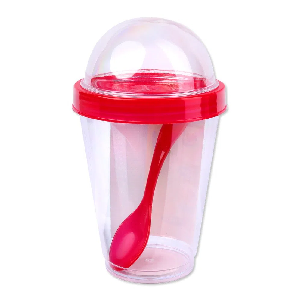 4 vasos de cereales con tapa, varios colores, 4 colores, incluye cuchara y tapa con depósito para cereales