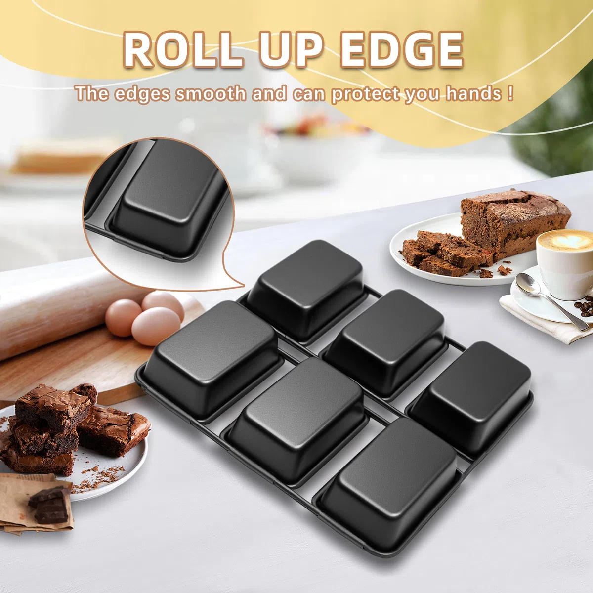 Mini molde para pan de 6 tazas, molde antiadherente para hornear, pasteles, postres, magdalenas, moldes pequeños para hornear, apto para lavavajillas