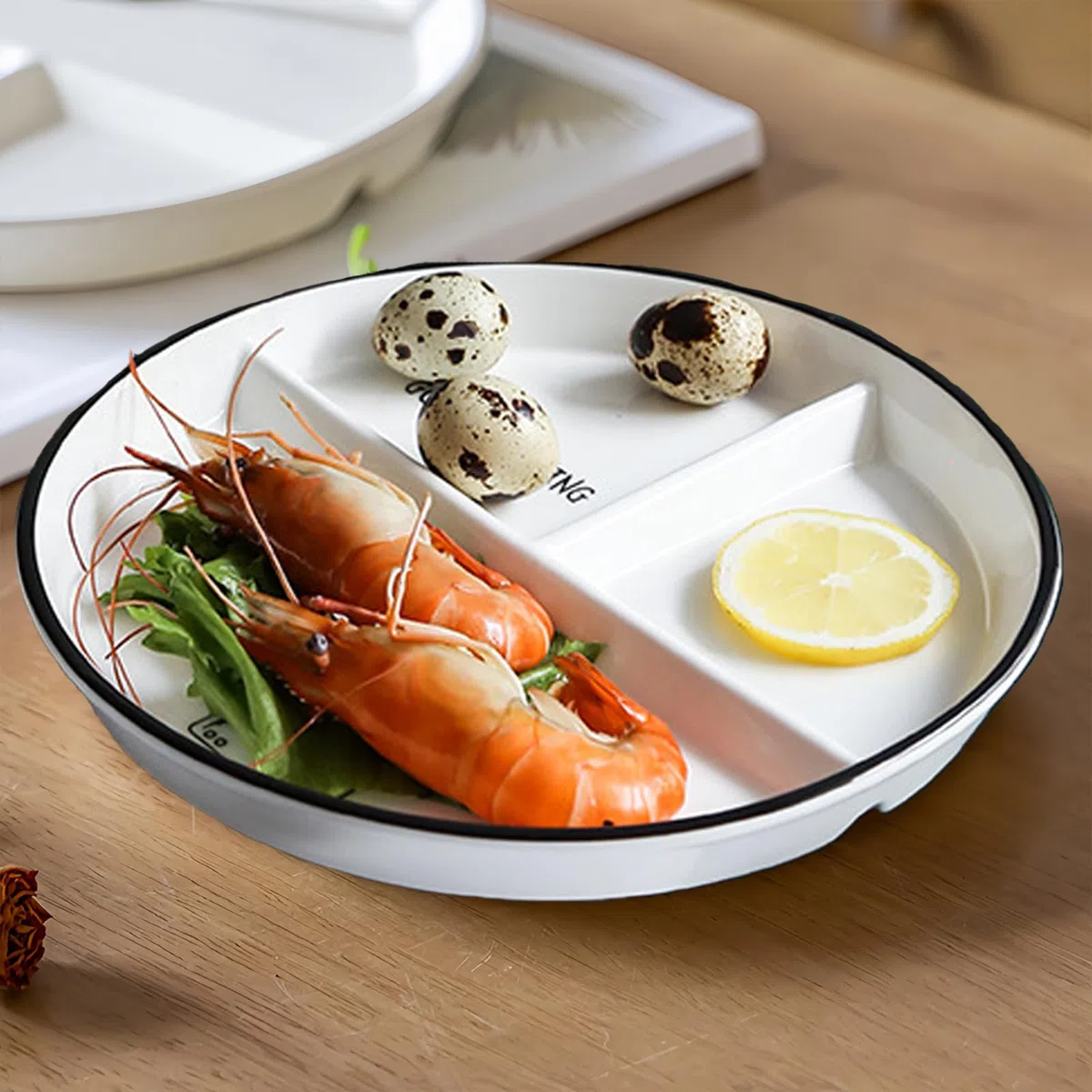 Platos Llanos de Cerámica, Platos Con Compartimentos, Platos Divididos de Cerámica,Plato Ceramica Infantil, para Comidas Divididas, Fiestas, Refrigerios, Postres (Leche)
