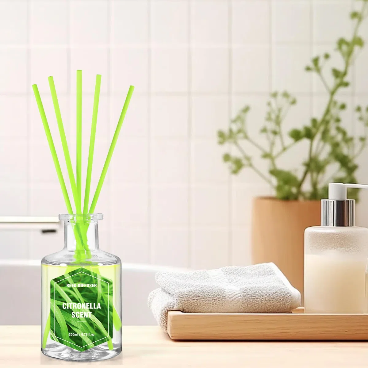 Citronela Difusores Aromáticos Varillas 200ml, Ambientador para Cocina y Baño, Hogares, Oficinas, Restaurantes