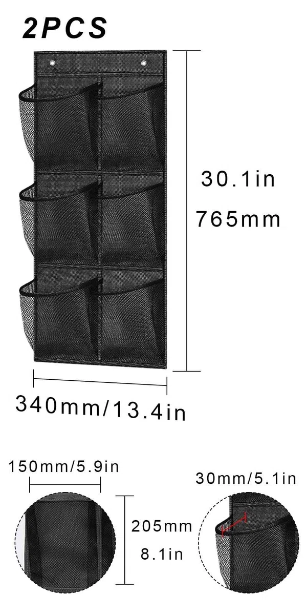 2 piezas Zapatero de puerta,6 bolsillos,Almacenamiento de zapatos colgante,Organizador de Zapatos para Puerta,Zapatero Colgante,Zapatero colgante puerta,adecuado para dormitorio,sala de estar (Negro)