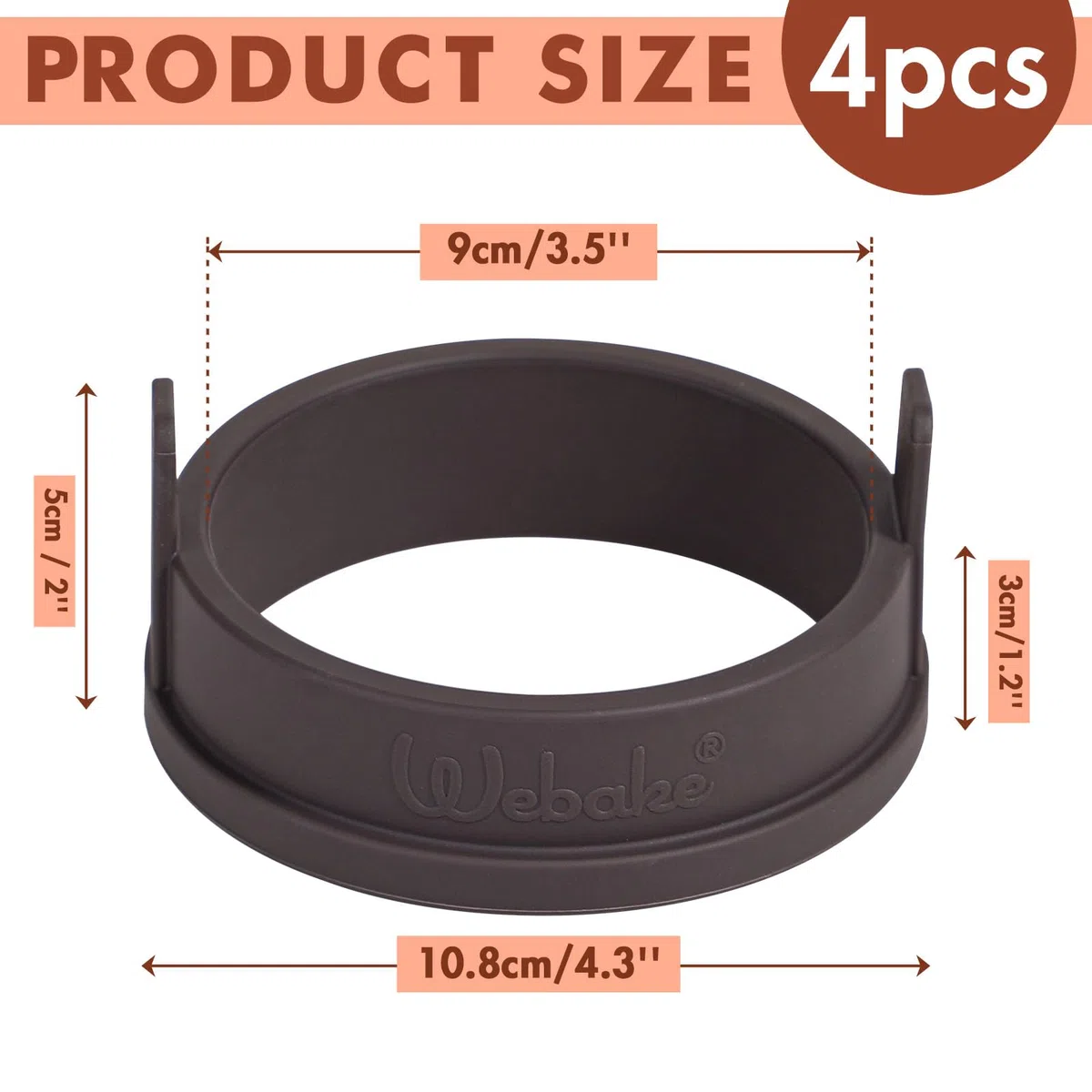 Webake Juego de 4 anillos de silicona para tortitas de 9 cm, para sartén, huevos fritos, anillos para huevos