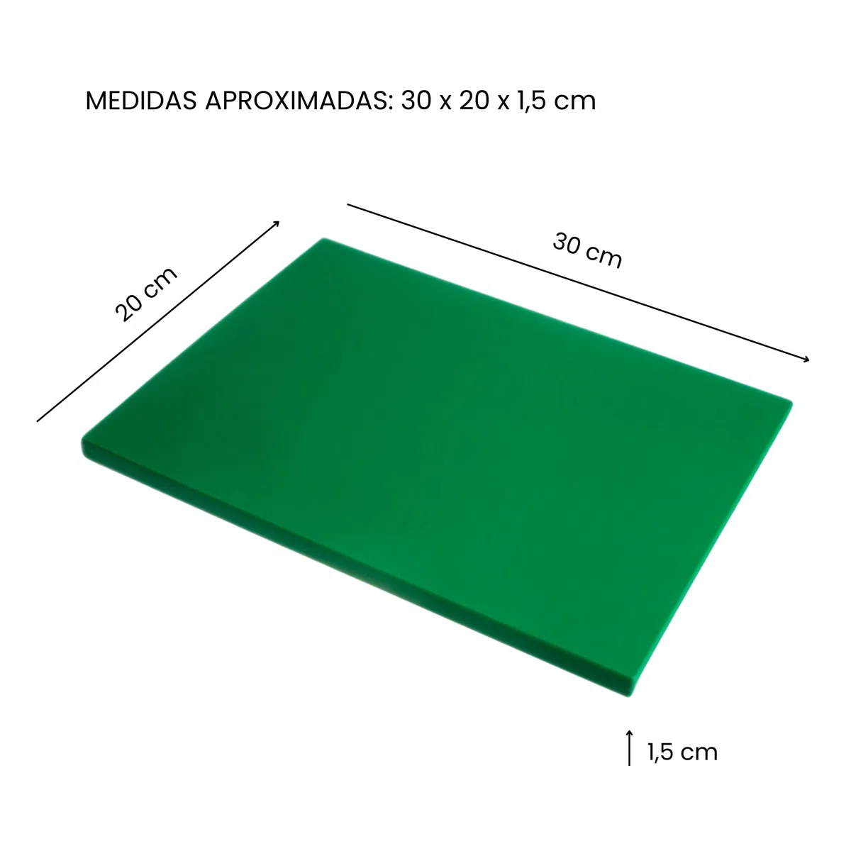 CHEFZOCO Tabla de corte profesional, Tabla de picar, Tabla de cocina, Tabla para alimentos, Tabla antibacteriana, Polietileno, No deja sabor ni olor, Antibacteriana, 30 x 20 x 1.5 cm, Verde