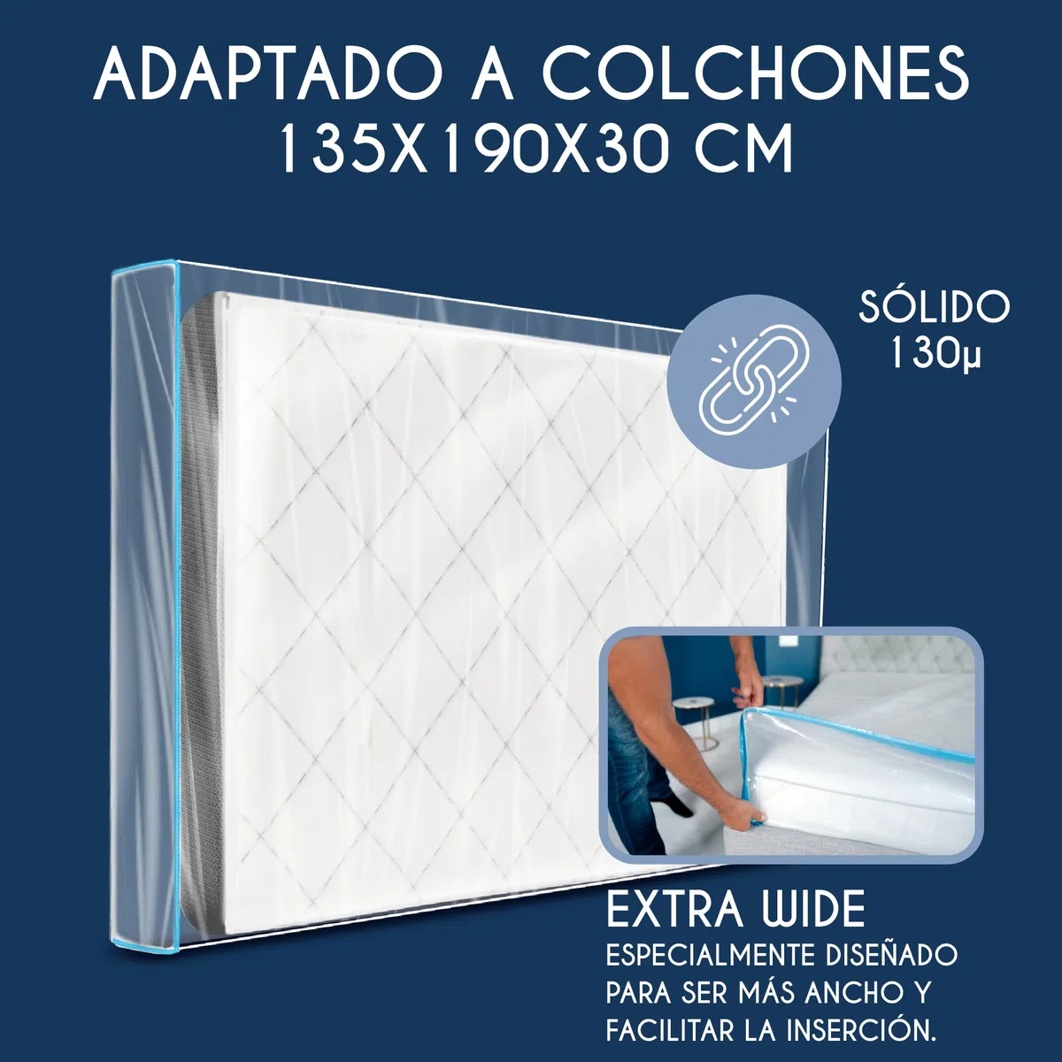 Dreamzie Funda Colchon 135x190 cm (Espesor 30 cm) - Funda colchon mudanza con Cremallera - Pack Mudanza, Protector de Colchón, Almacenamiento, Mudanzas - Impermeable y Resistente