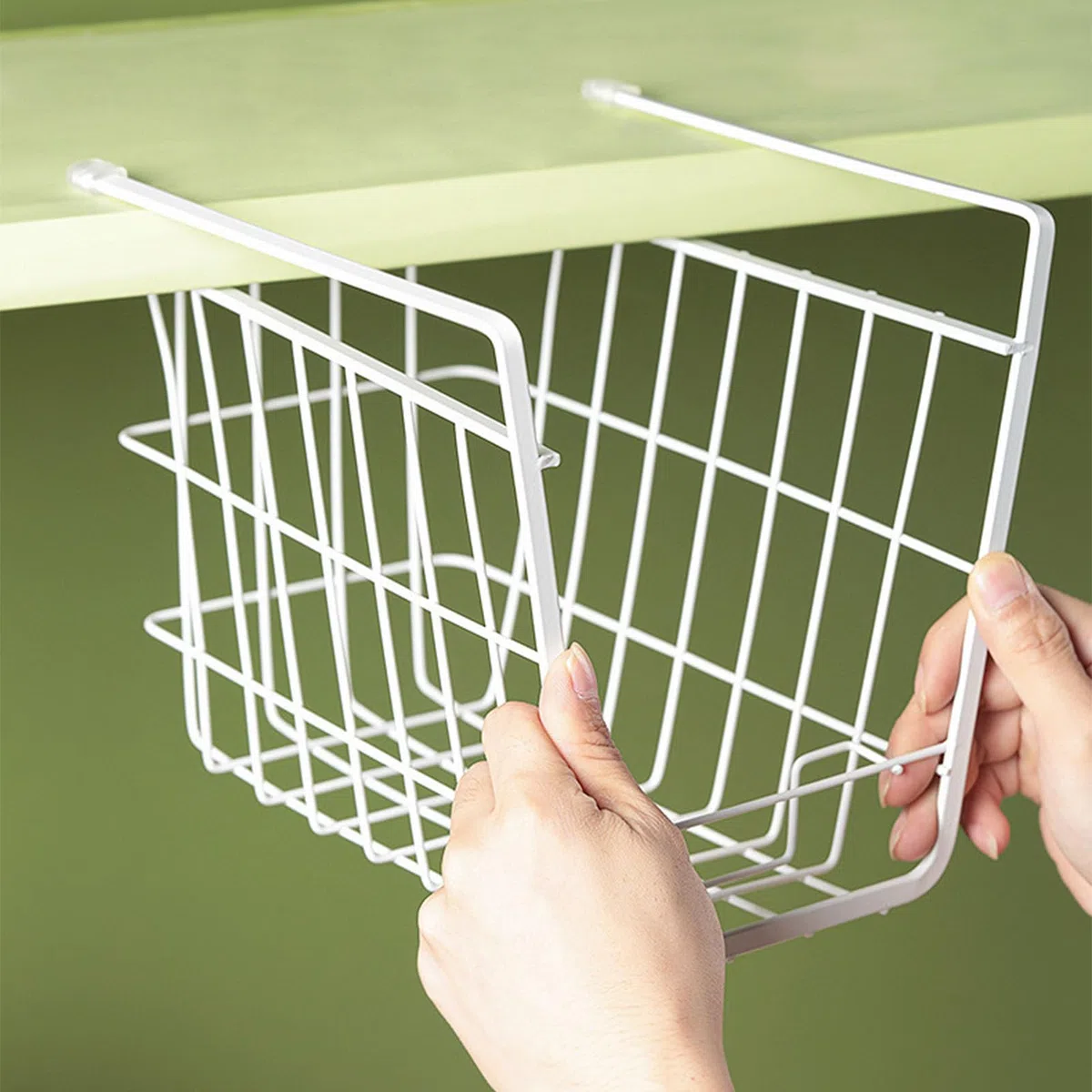 Tyenaza Organizador de Cesta para Estante Debajo del Gabinete, Estante de Alambre de Metal para Colgar, Estante de Almacenamiento con Soporte para Telé, para Cocina, Oficina, Trastero, BañO, Armario