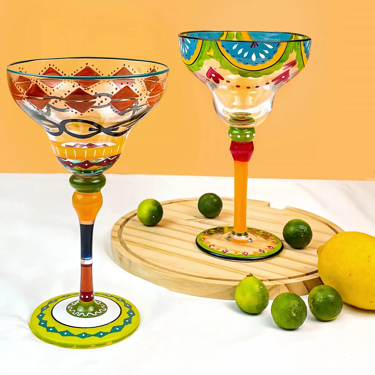 1 vaso de margarita pintado a mano de 270 ml, perfecto para regalo de pareja, fiesta de margarita, regalo de despedida de soltera/boda (amuleto)
