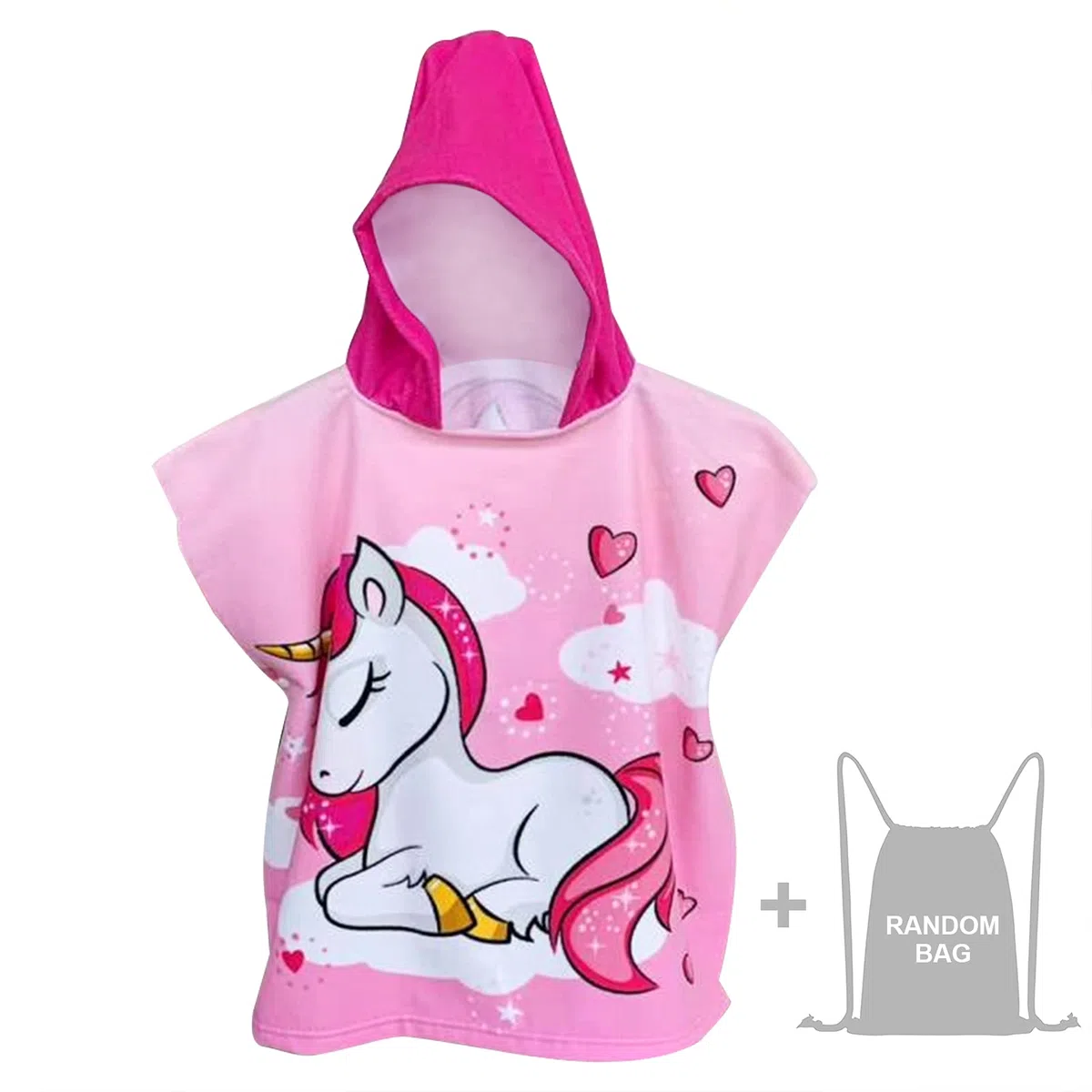 Toalla Infantil con Capucha, Toalla de Playa, de Baño Poncho Surf para Niños de 2 a 8 años (Unicornio)