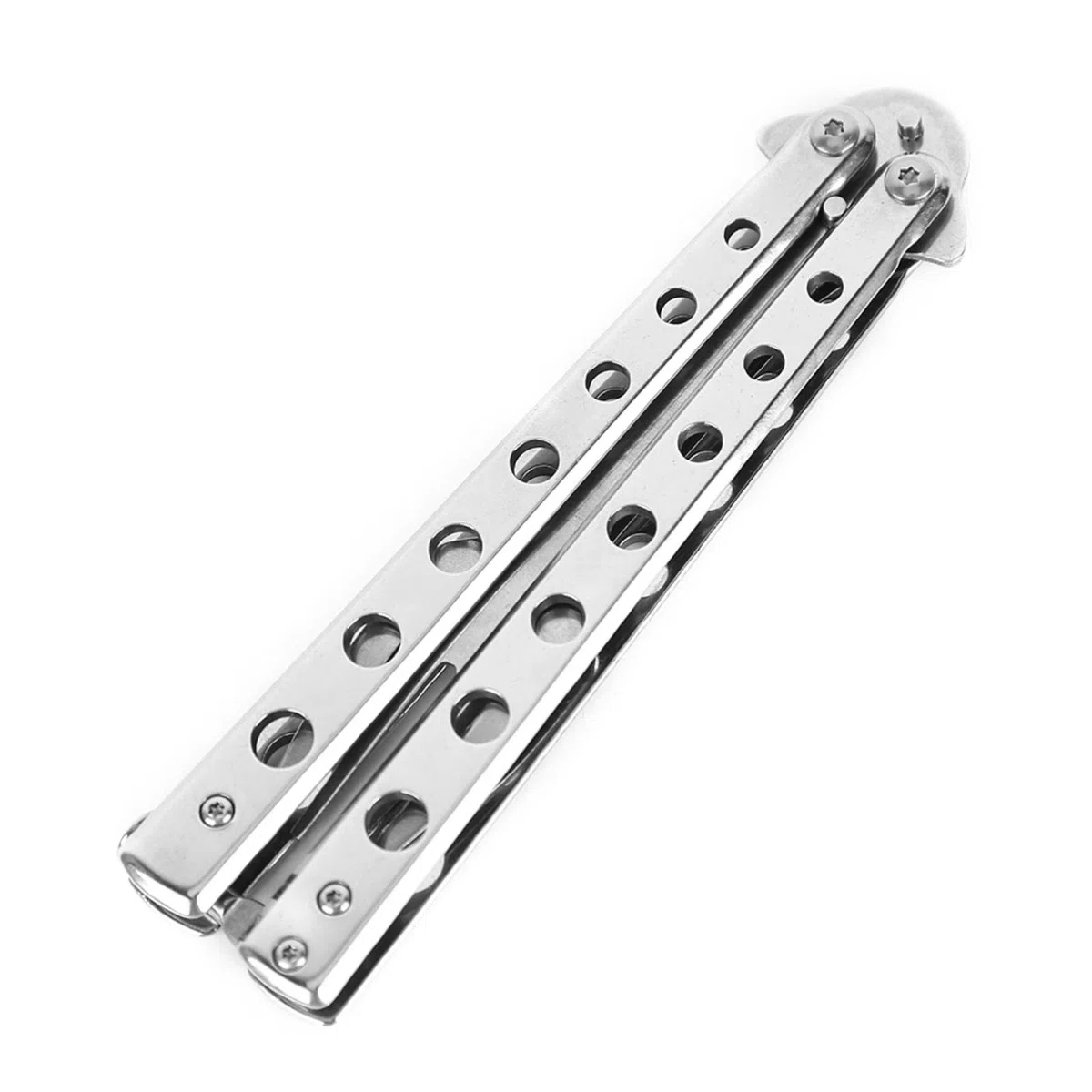 Metal Plegable Balisong Trainer Cuchara Tenedor Mariposa Cuchillo Juego Seguridad práctica Entrenador Camping vajilla-ESPAÑA, Tenedor