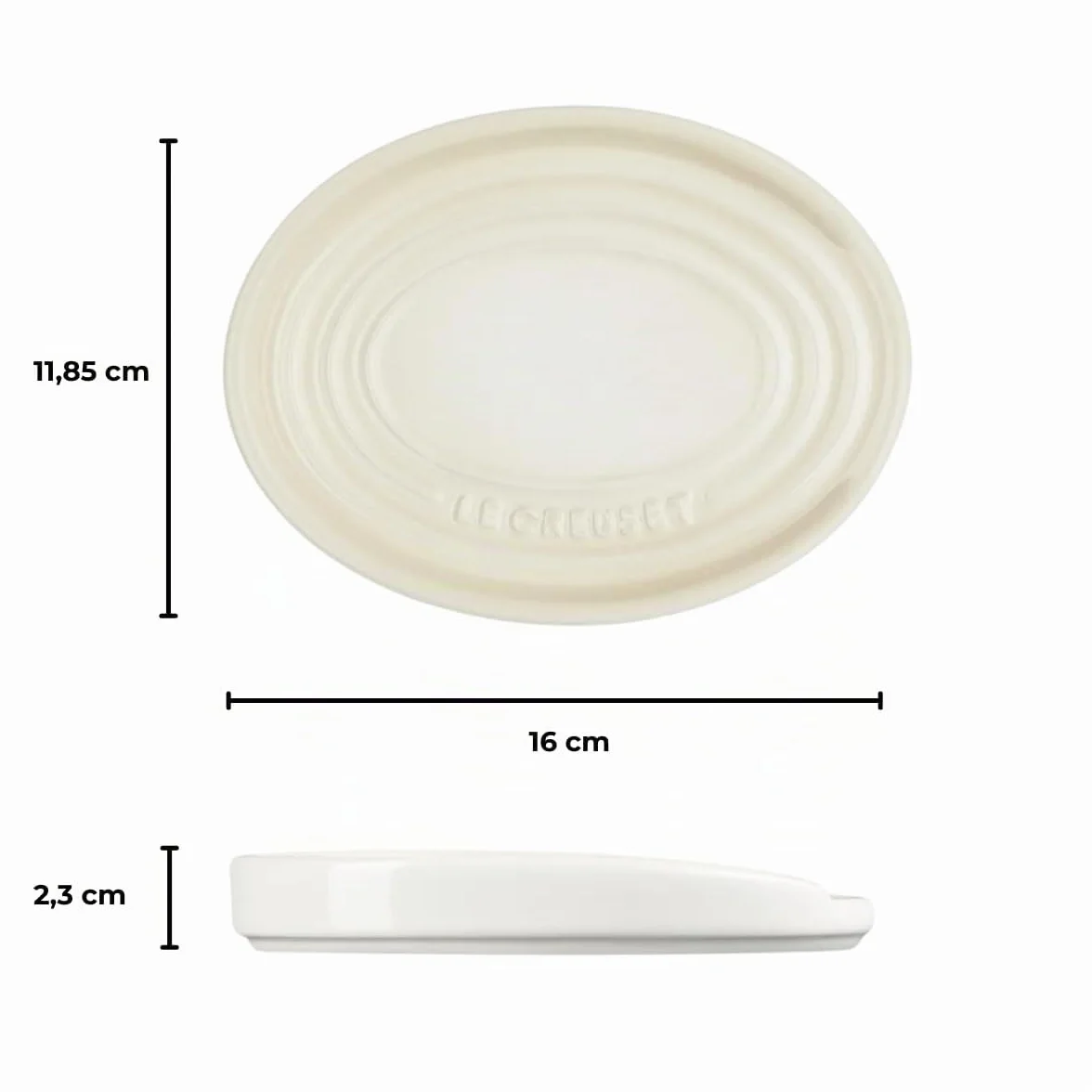 Le Creuset Reposa cucharas oval de cerámica de gres, 15 cm, Meringue, 71507157160099