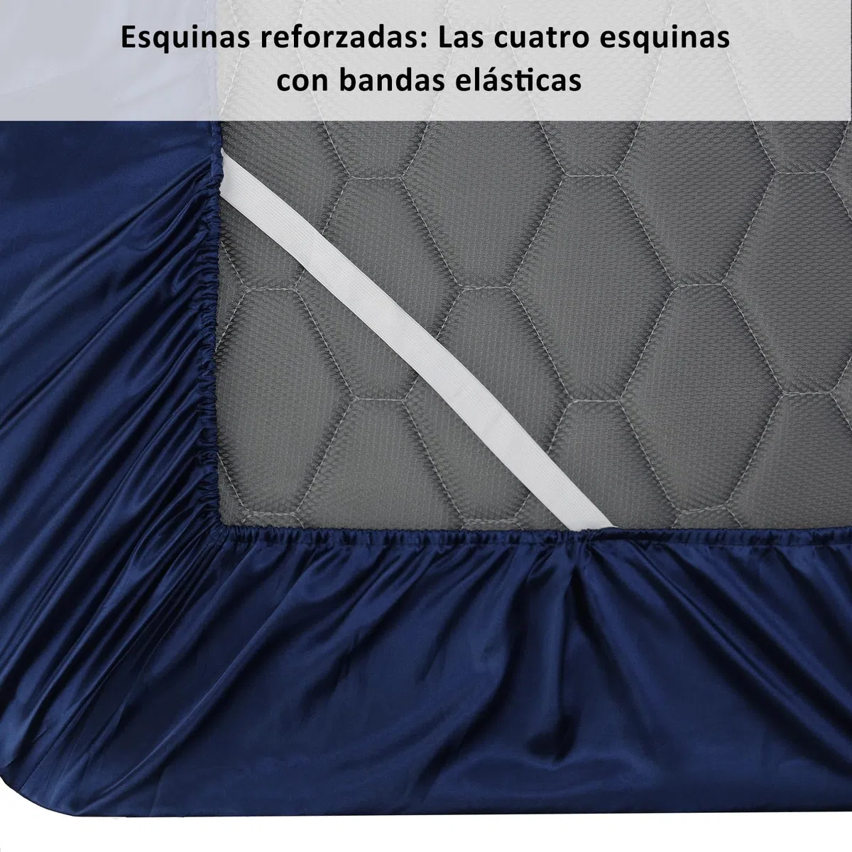 Lirex Sábana Bajera de Satén 100x200cm, para Colchón de hasta 35 cm de Altura, Ropa de Cama de Satén de Poliéster, Lujosa y Suave, Azul Marino