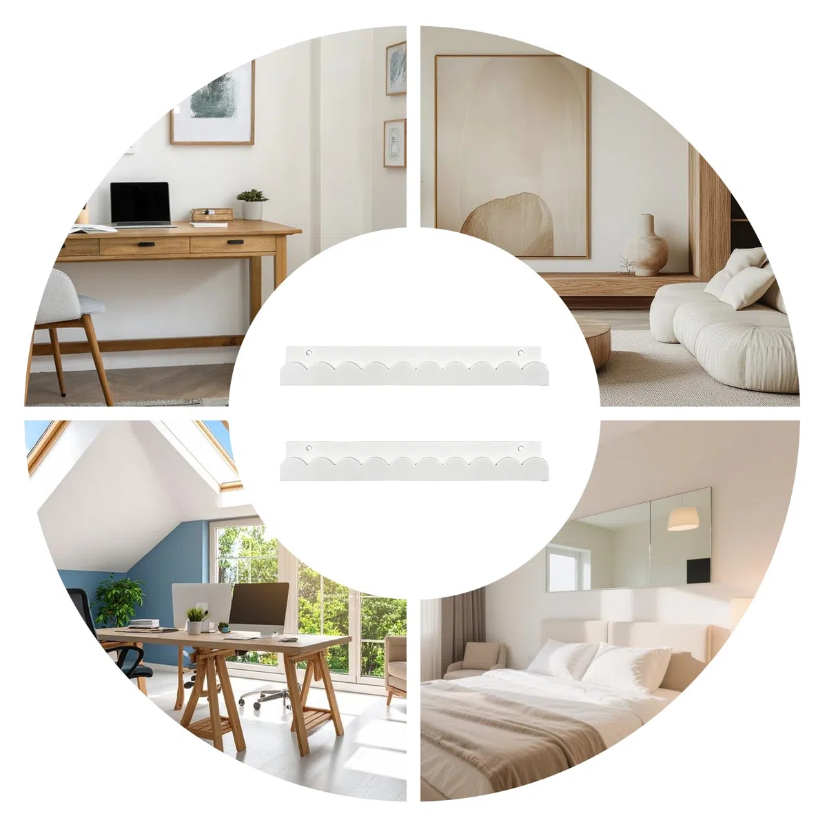 Estanterías Flotantes,2 Piezas Decoración De Almacenamiento De Pared con Diseño Ondulado | Estante Flotante para Libros de Madera - para Dormitorio Baño Habitación Infantil Sala De Juegos