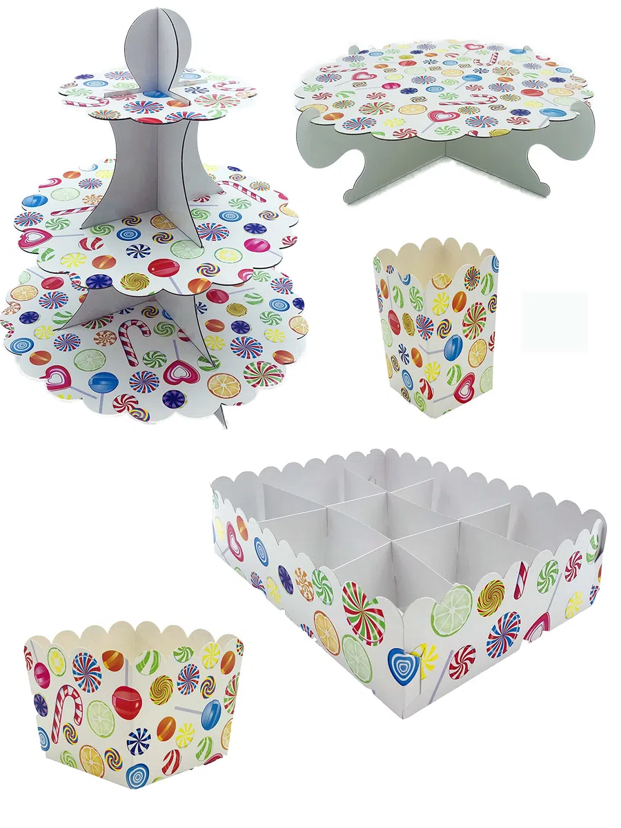 Kit Completo Mesa Dulce Para Celebraciones, Cumpleaños, Bodas, Comuniones, Fiestas, Candy Bar (Caramelos Colores)