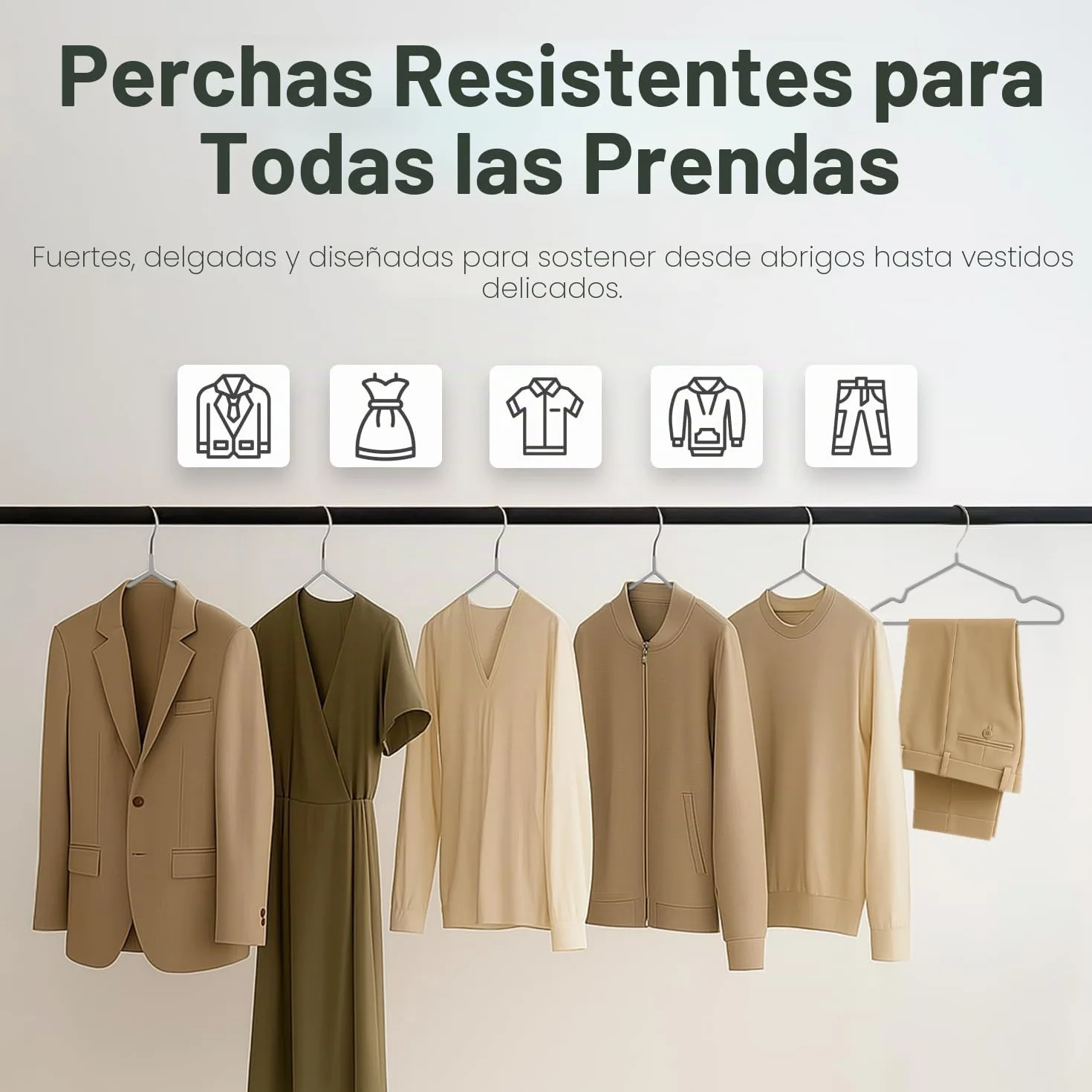 KEPLIN 20 Perchas de Metal con Revestimiento de Goma Tarea Pesada - Percha organizadora de Ropa Que Ahorra Espacio para Las Perchas del Armario (Gris)
