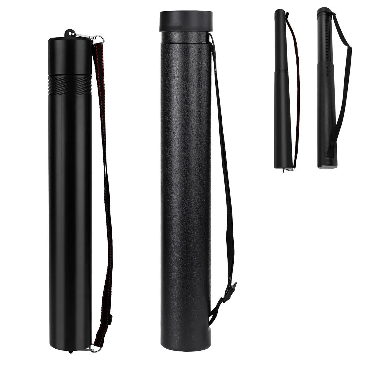 DEWEL 2 Tamaños Tubo Portaplanos, Portaplanos Extensible 56,5-87,5cm y 50-87,5cm, Longitud y Correa de Transporte Ajustables, Tubo para Guardar Planos, Tubo para Poster, Transporte de Arte y Póster