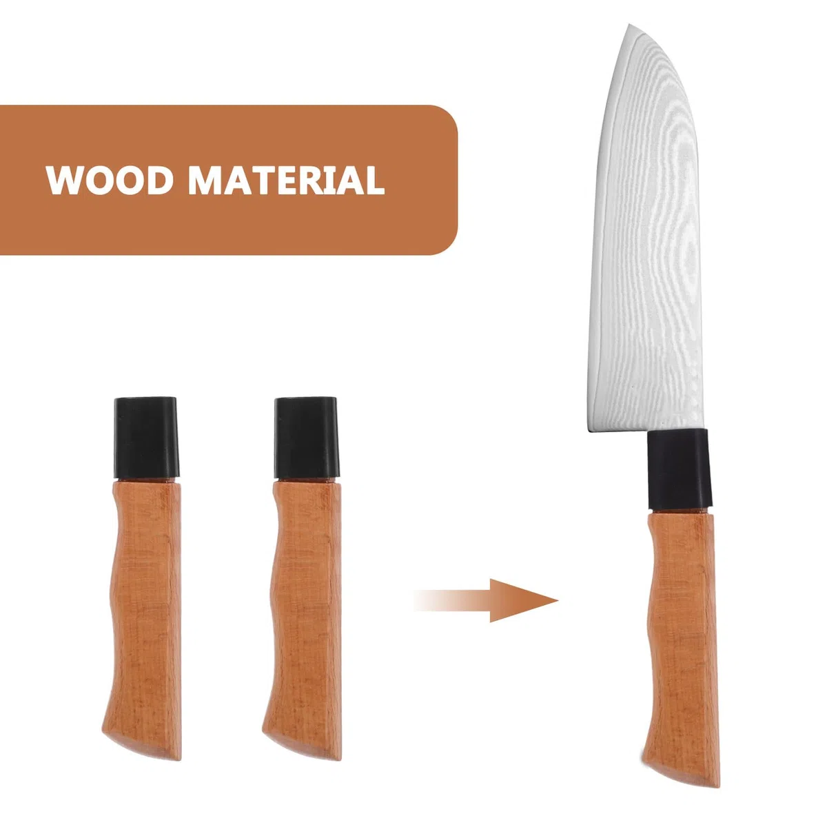 LABRIMP 2 Piezas Mango de Madera para Cuchillo de Cocina Recambios Ergonómicos Antideslizantes para Mangos de Cuchillo de Cocina Empuñaduras de Recambio Preciso Compatible con Múltiples