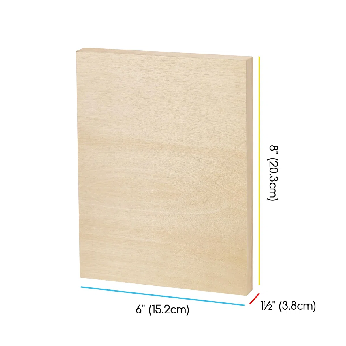 MEEDEN Tablero de lienzo de madera sin acabar: 1-1/2 pulgadas de profundidad, 6 x 8 pulgadas, paquete de 4, tablero de arte de madera en blanco para pintar