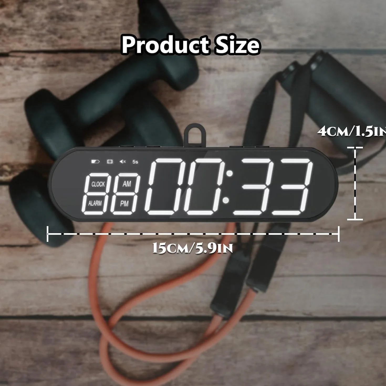 Temporizador De Gimnasio Portátil, Reloj De Intervalos, Timer De Entrenamiento Magnético Digital LED Con Cuenta Regresiva/Ascendente y Despertador