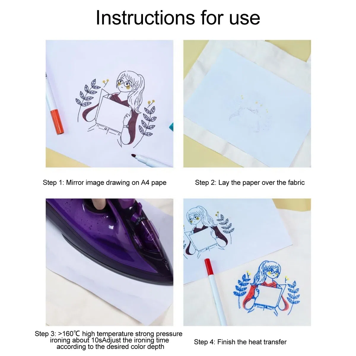 Bolígrafos de transferencia para planchar, 12 unidades, bolígrafo de transferencia para planchar, punta fina, marcador de calor para bordado, para tela DIY, camisetas, almohadas,