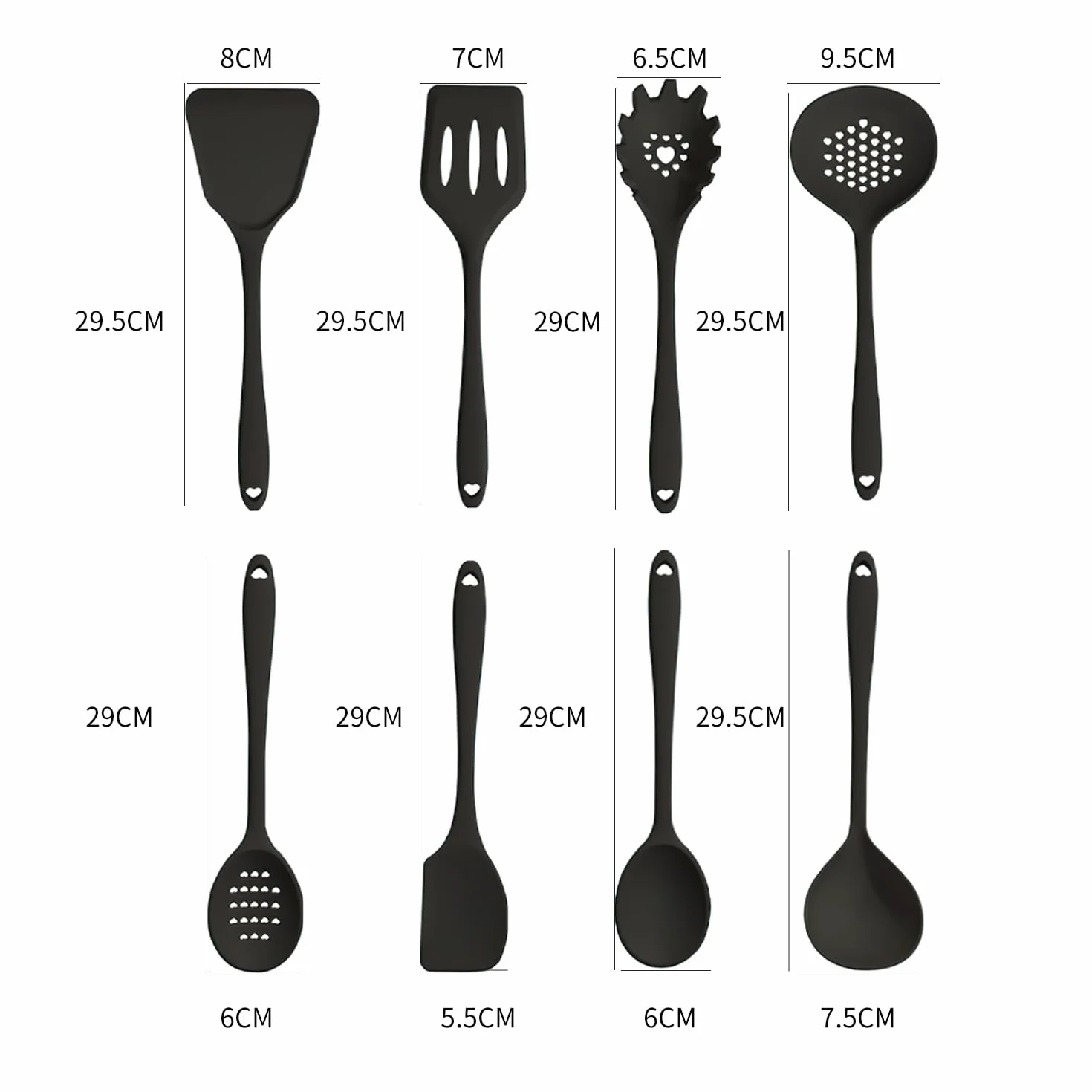 18 Piezas Utensilios de Cocina de Silicona Resistente al Calor Con Cubo para Guardar (Negro)
