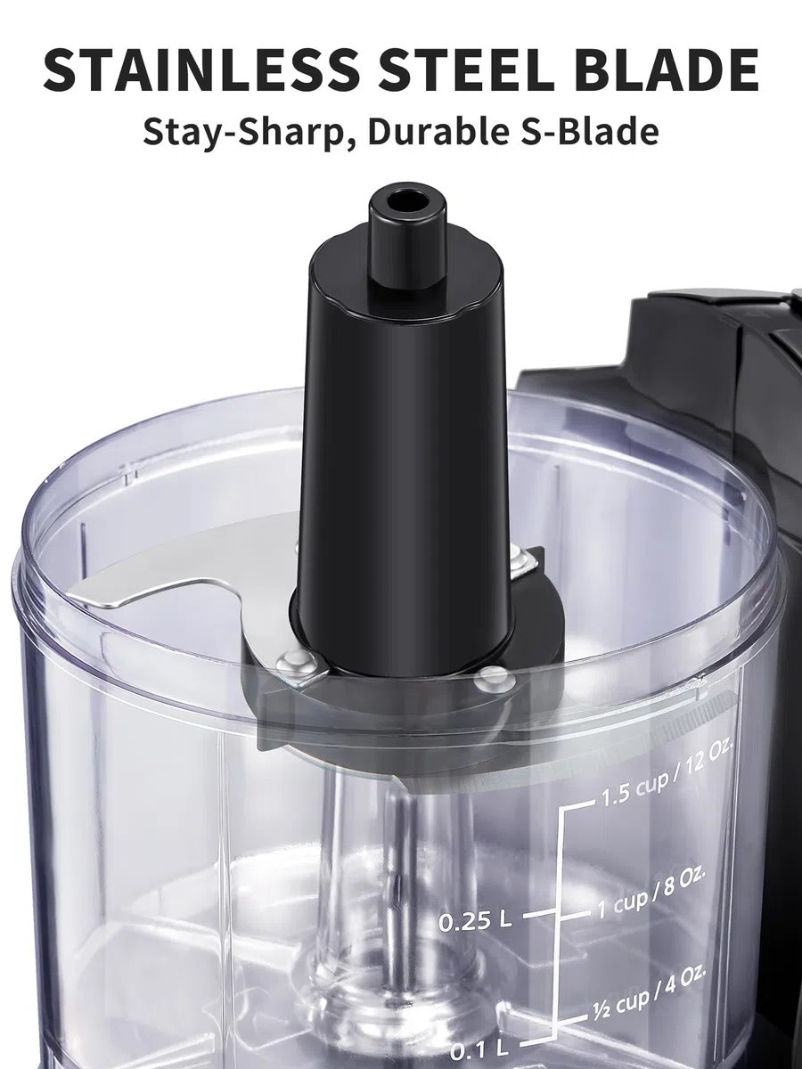 VINATO Picadora Eléctrica, Picadora Eléctrica Multiusos con 2 Cuchillas de Acero Inoxidable, Capacidad de 350 ml, para Picar Carne, Cebollas, Frutas y Verduras.