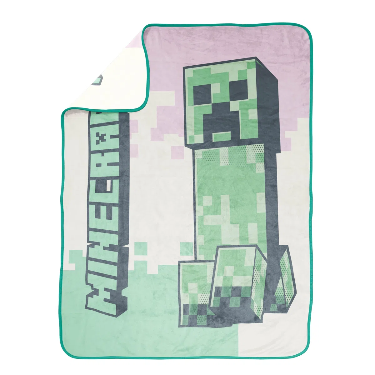 Jay Franco Minecraft Creeper - Manta mullida (130 x 150 cm), color rosa claro