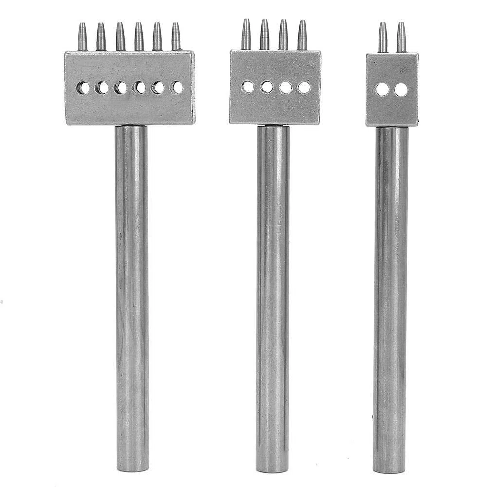 Juego de 3 Herramientas de Punzón Cincel, 5mm, Kit de Costura Artesanal para Proyectos Manuales