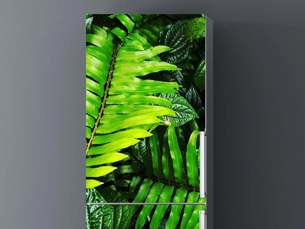 Oedim Vinilo Frigorífico Hojas Verdes, Vinilo Premium, 185x60cm | Adhesivo Resistente y de Fácil Aplicación | Pegatinas de Nevera Económicas y Elegantes