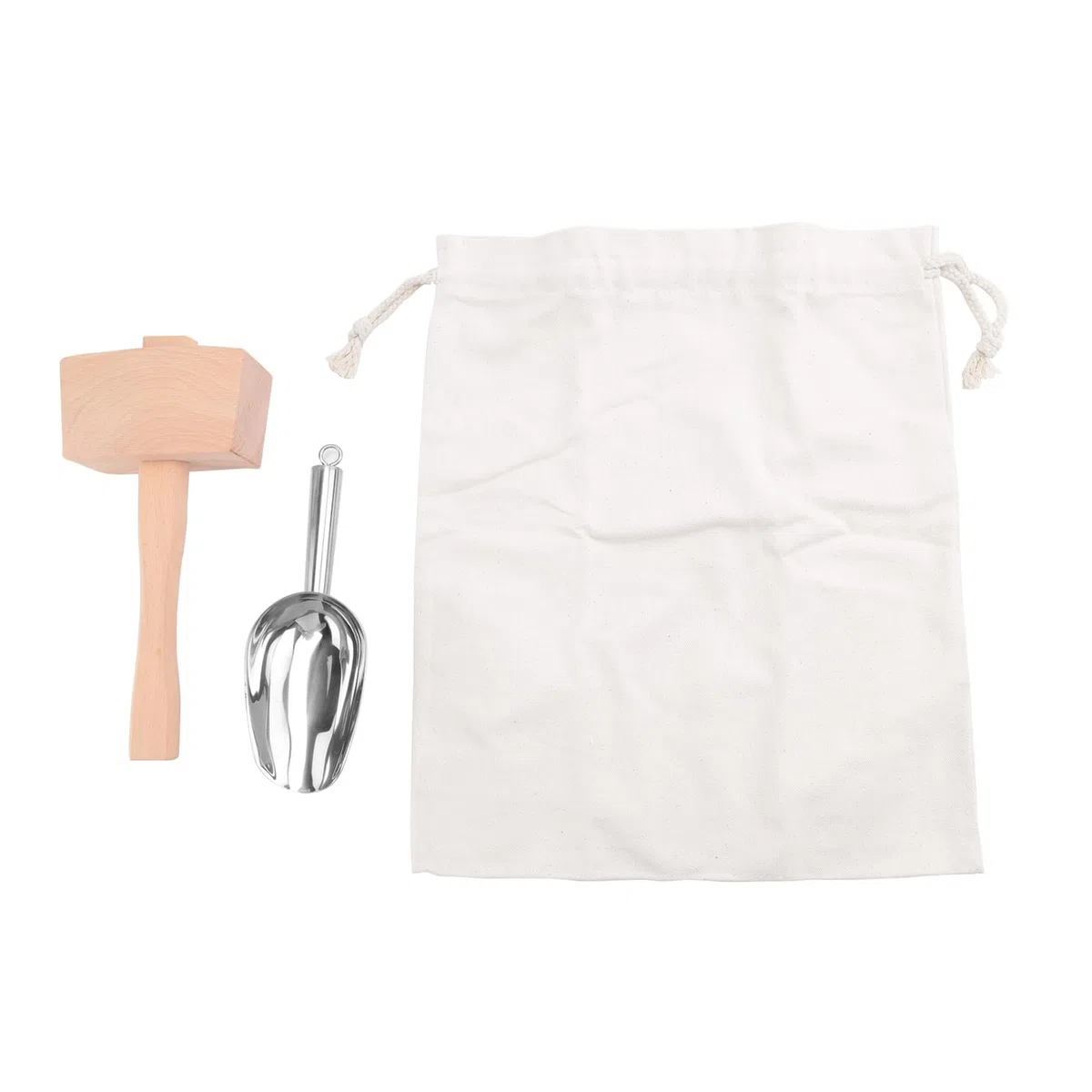 Mazo de Hielo y Bolsa de Hielo - Martillo de Madera y Bolsa de de AlgodóN para Hielo Picado, Kit de Barman y Herramientas de Barra, Accesorio de Cocina