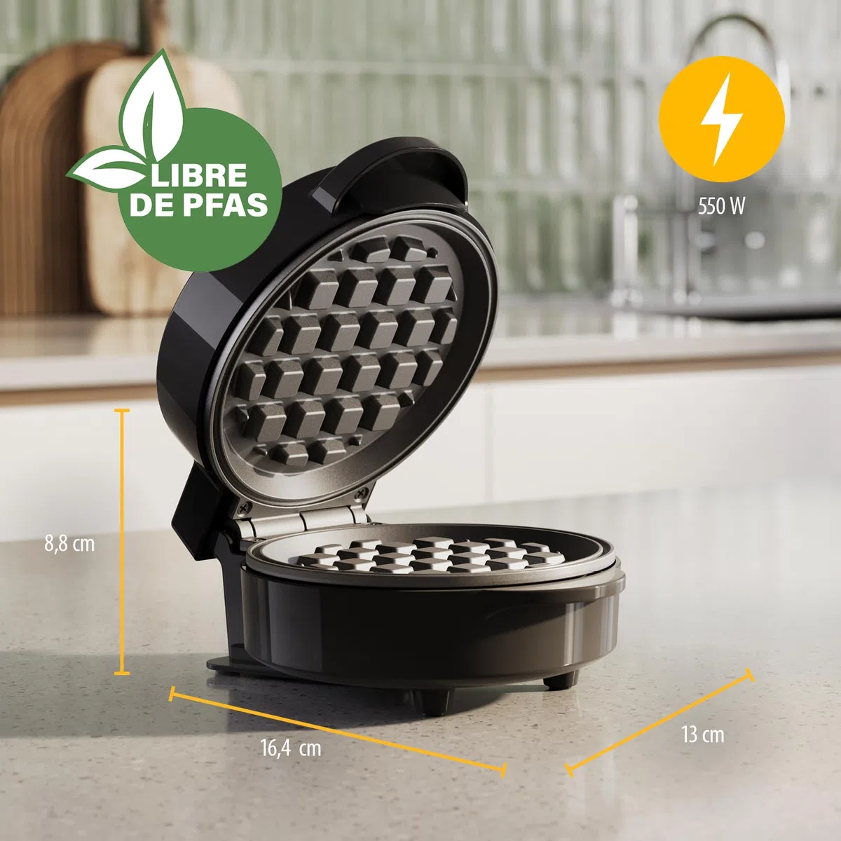 Tristar Mini Gofrera, Gofre Redondo, 550 W, Revestimiento Antiadherente, Diseño Compacto, Fácil Limpieza, WF-2109
