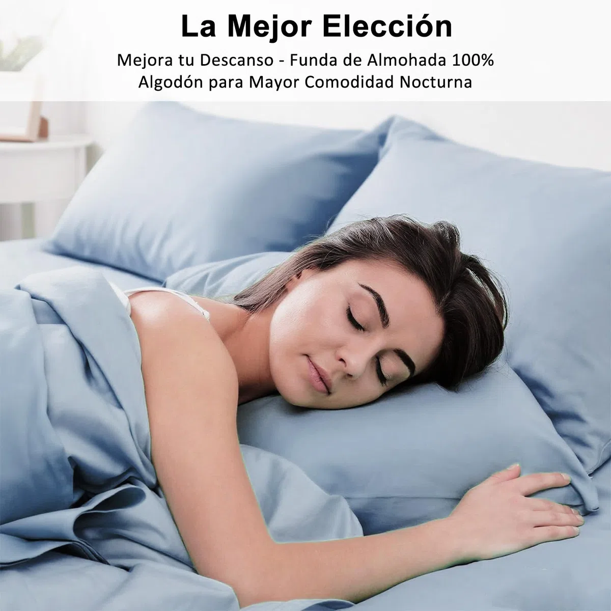 Lirex 2 Paquetes Fundas de Almohada, 100% Algodón Transpirable Cubiertas de Almohada，Cierre de Cremallera 50 x 70 cm, Azul Gris Claro