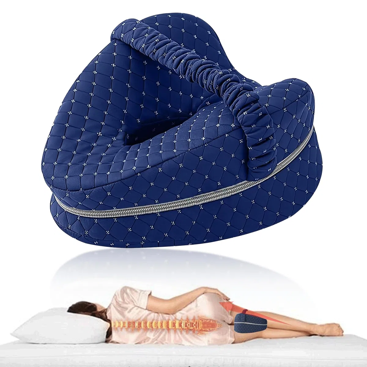 Cojin para Dormir Entre Las Piernas, Almohada para Piernas, Almohada Ortopédica De Espuma Viscoelástica Forma Corazón para Alineación De Cadera y Columna, para Ciática, Dolor De Espalda