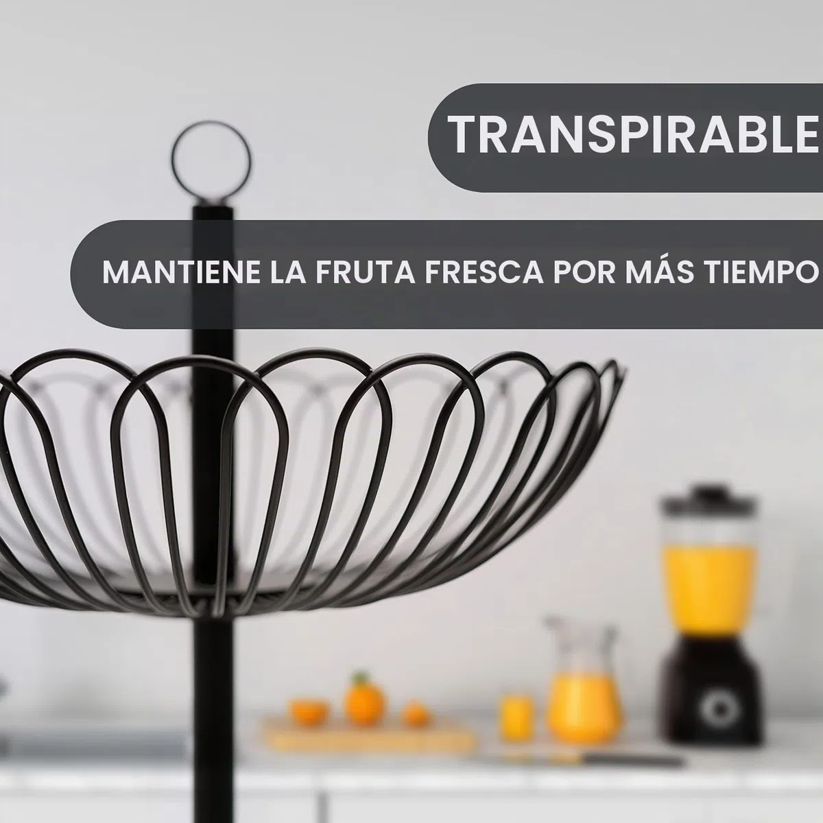 Chefarone Frutero de 2 Pisos – Cesta de Frutas Metálica Negra Estilo Vintage para Encimera y Mesa – Organizador de Cocina para Frutas, Verduras, Pan y Postres