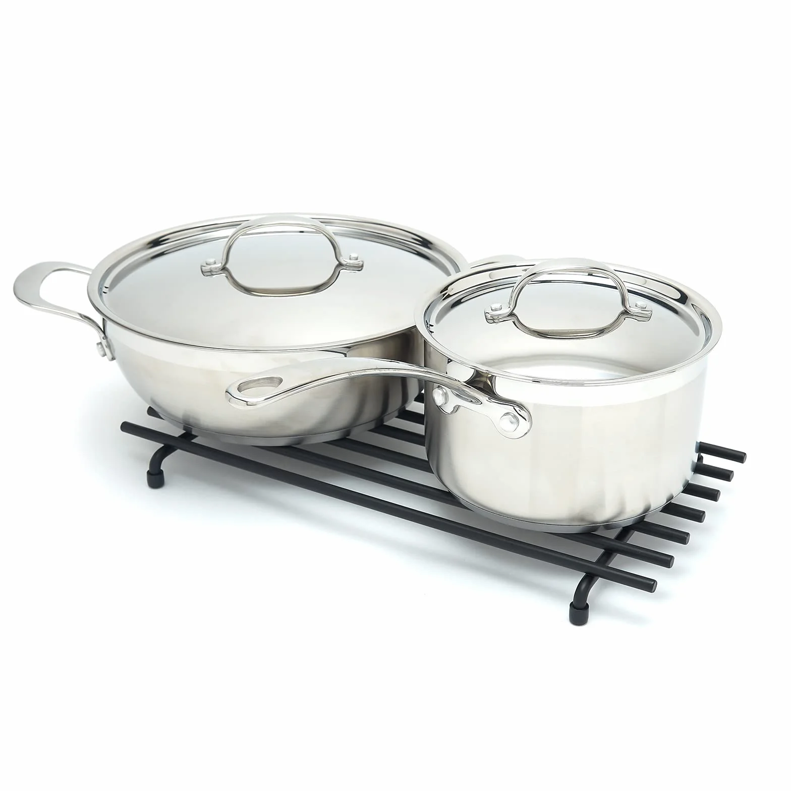 simplywire – Soporte de Rejilla Metálica – Resistente al Calor – Protector de encimera de Cocina – Grande - Acero Recubierto de Polvo Negro