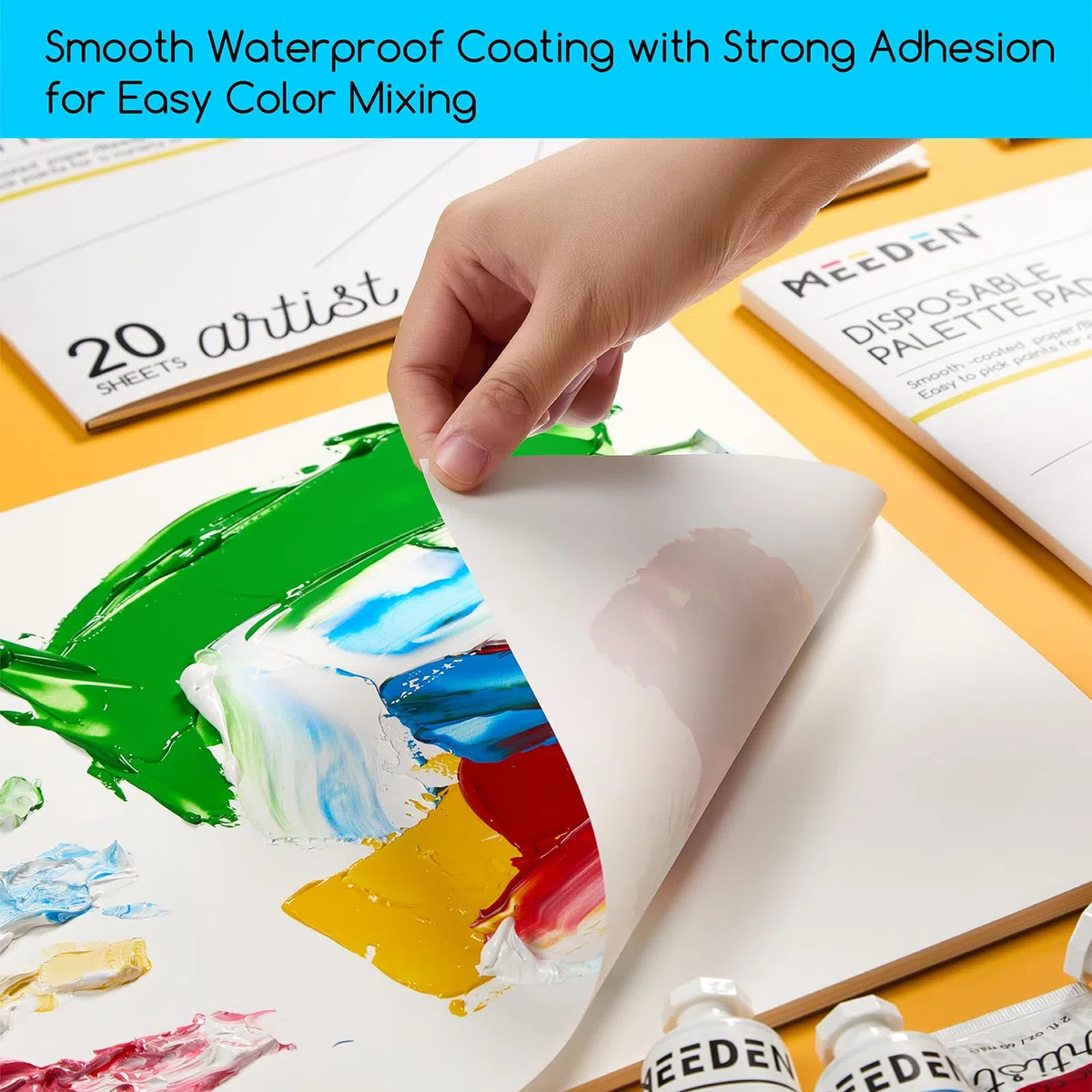 MEEDEN Bloc de papel para paleta de artista: 30 x 40 cm, 40 hojas (80 libras/120 g/m²), papel de paleta de pintura, desechable para mezclar colores para pintura acrílica y acuarela al óleo