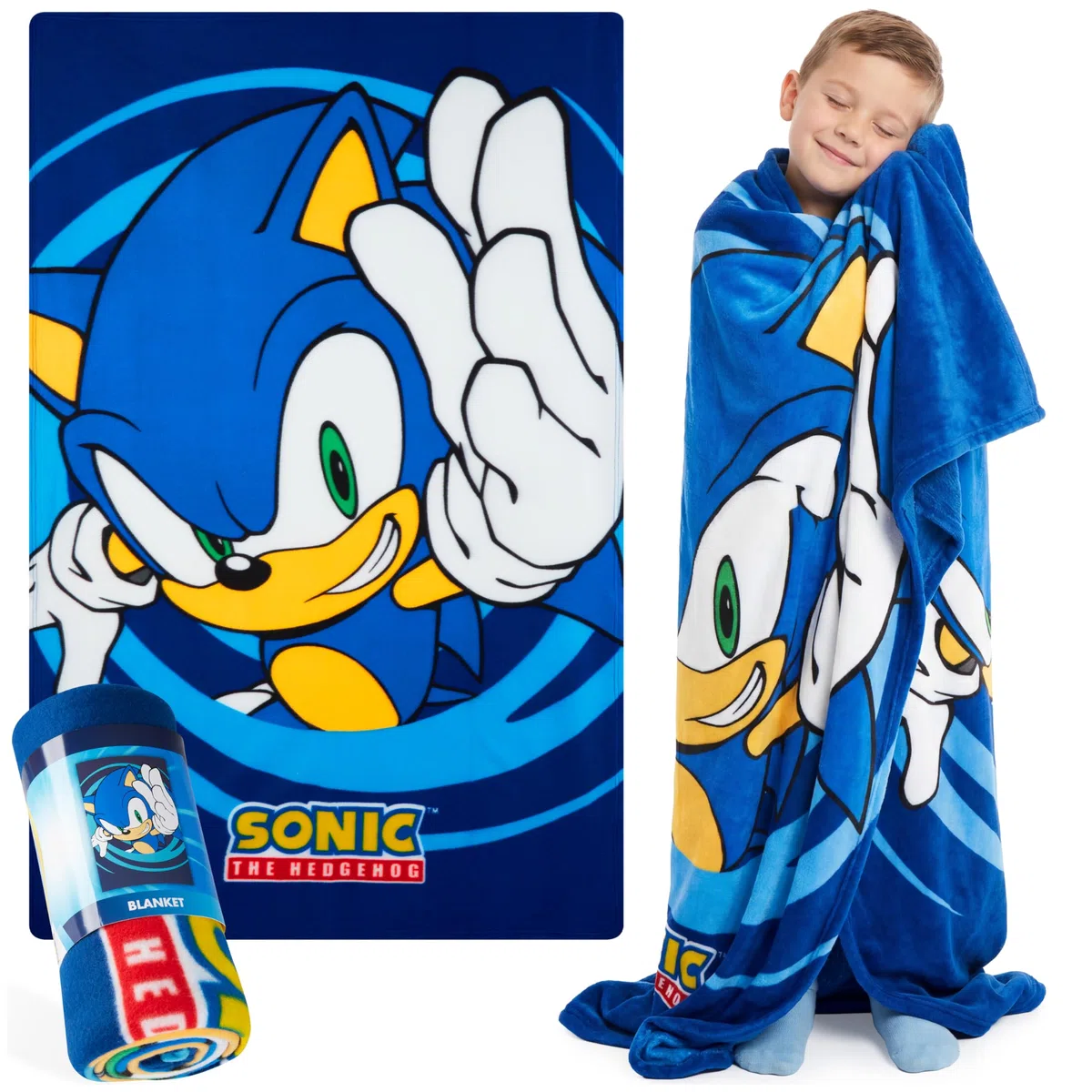 Get Trend Sonic The Hedgehog Manta Polar Infantil, Manta Suave para Cama y Sofá de 100 x 150 cm, Accesorio de Cama, Regalos Gamer
